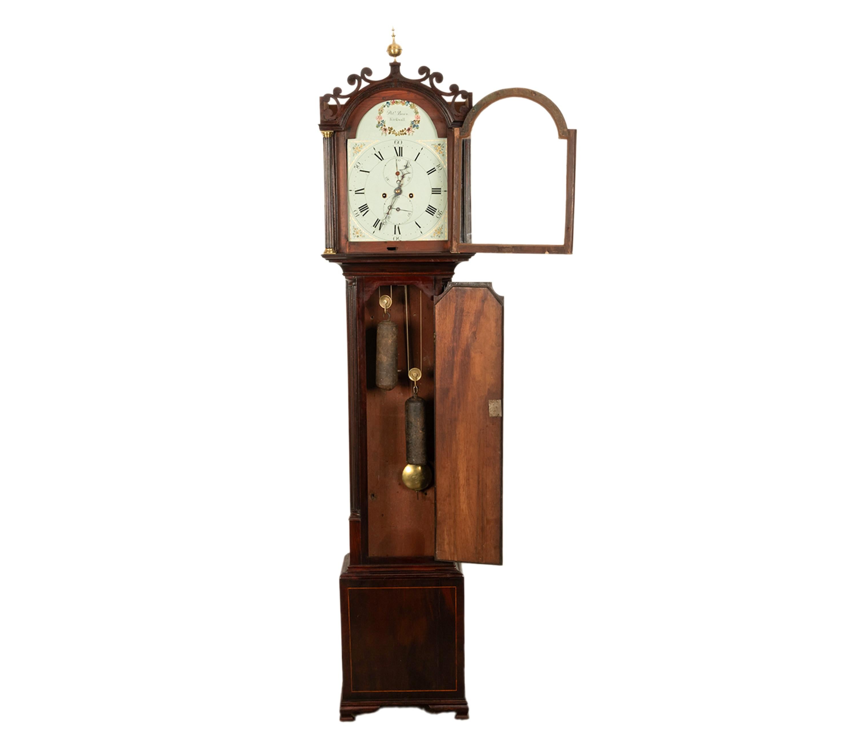 Brass Antique Georgian Scottish Orkney Island Tall Case 8 day Grandfather Clock 1810 For Sale