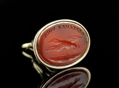 Antique Georgian seal fob pendant, Depeche Vous, 9k gold and Carnelian