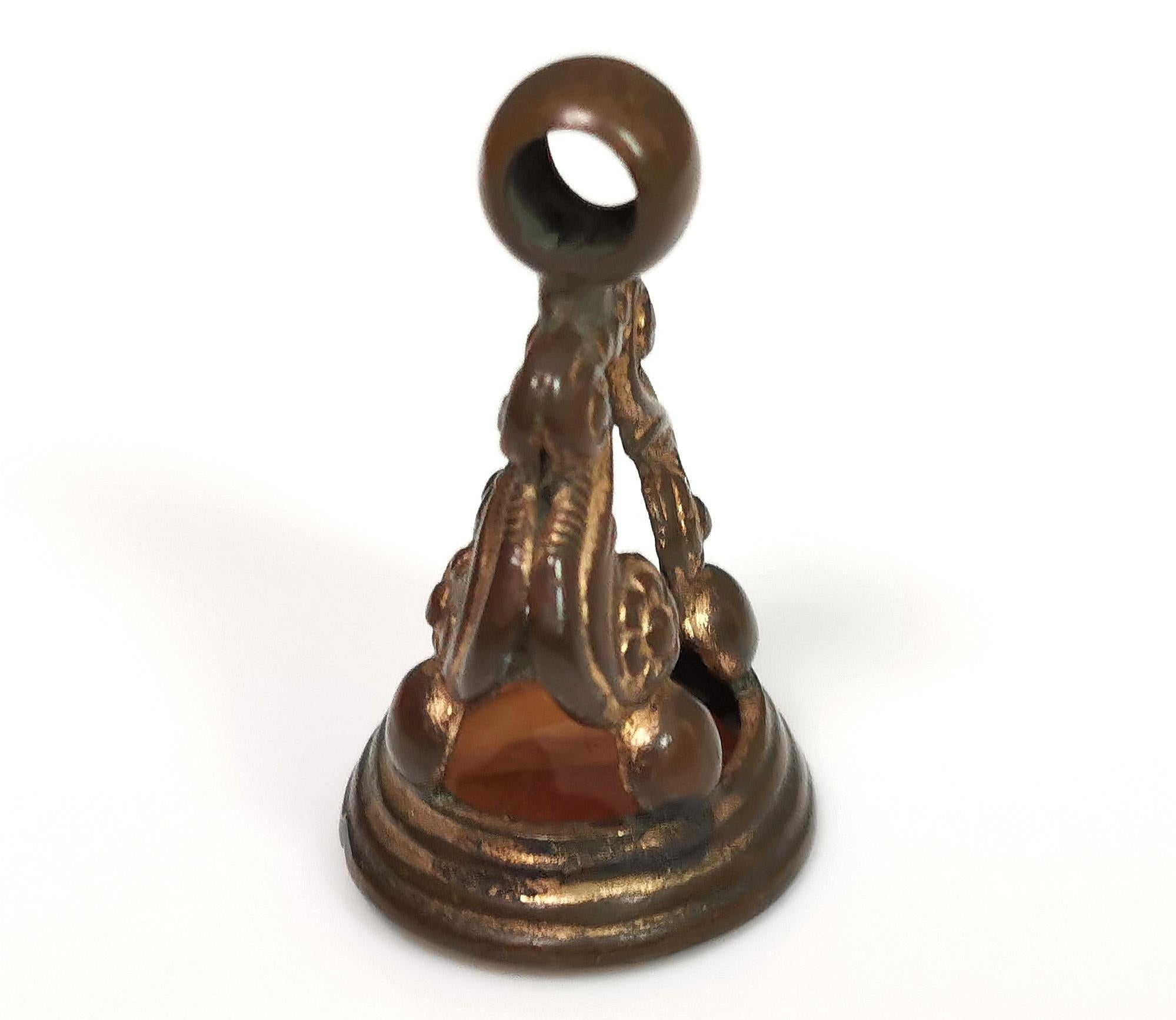 Women's or Men's Antique Georgian seal fob pendant, glass intaglio  For Sale