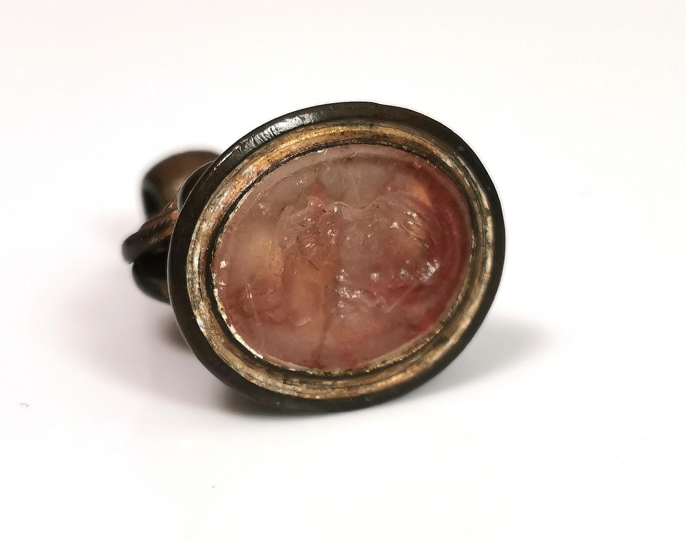 Antique Georgian seal fob pendant, glass intaglio  For Sale 1
