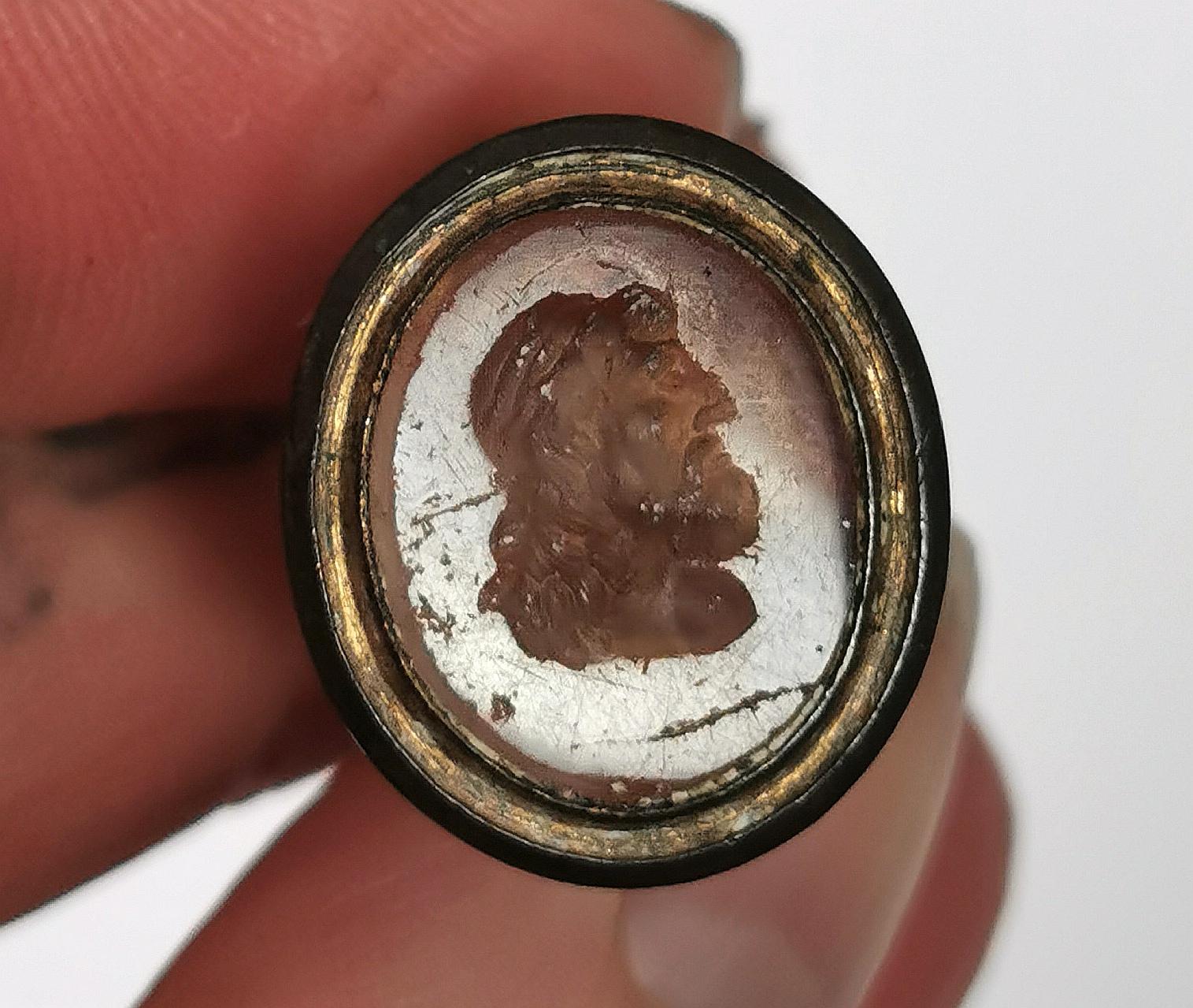 Antike georgianische Siegelbügel-Hängelampe, Glas-Intaglio  im Angebot 2