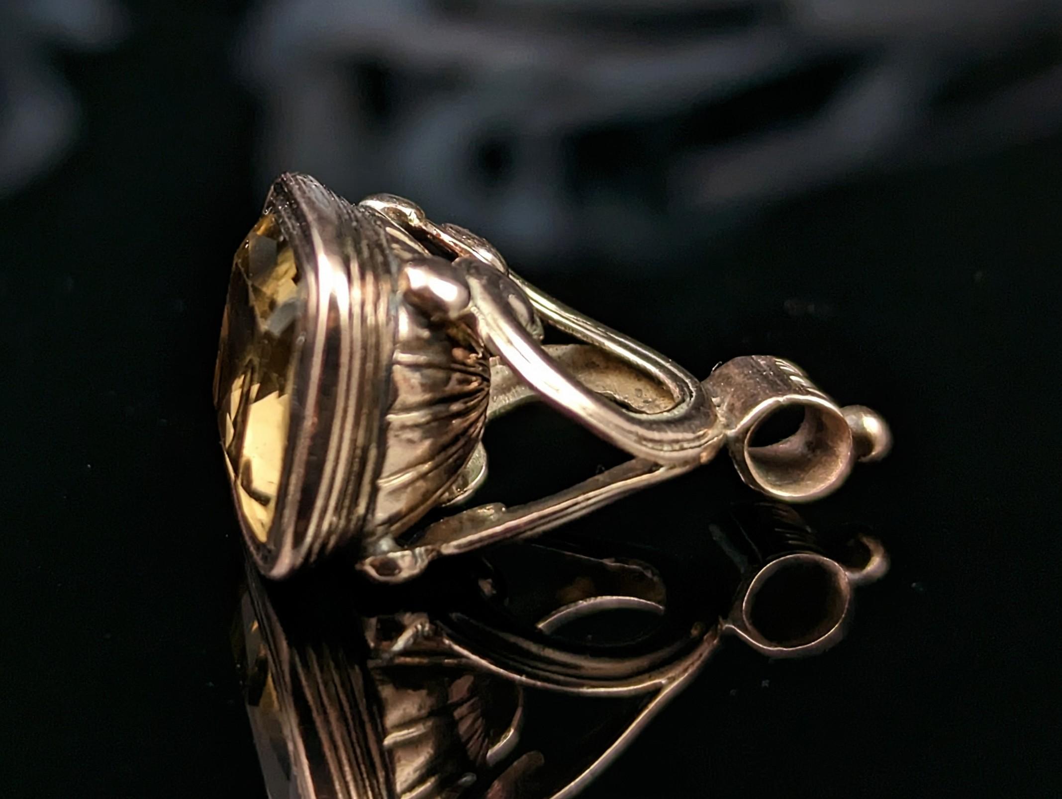 Antique Georgian Seal Fob Pendant, Smoky Quartz, 9k Rose Gold Cased 4