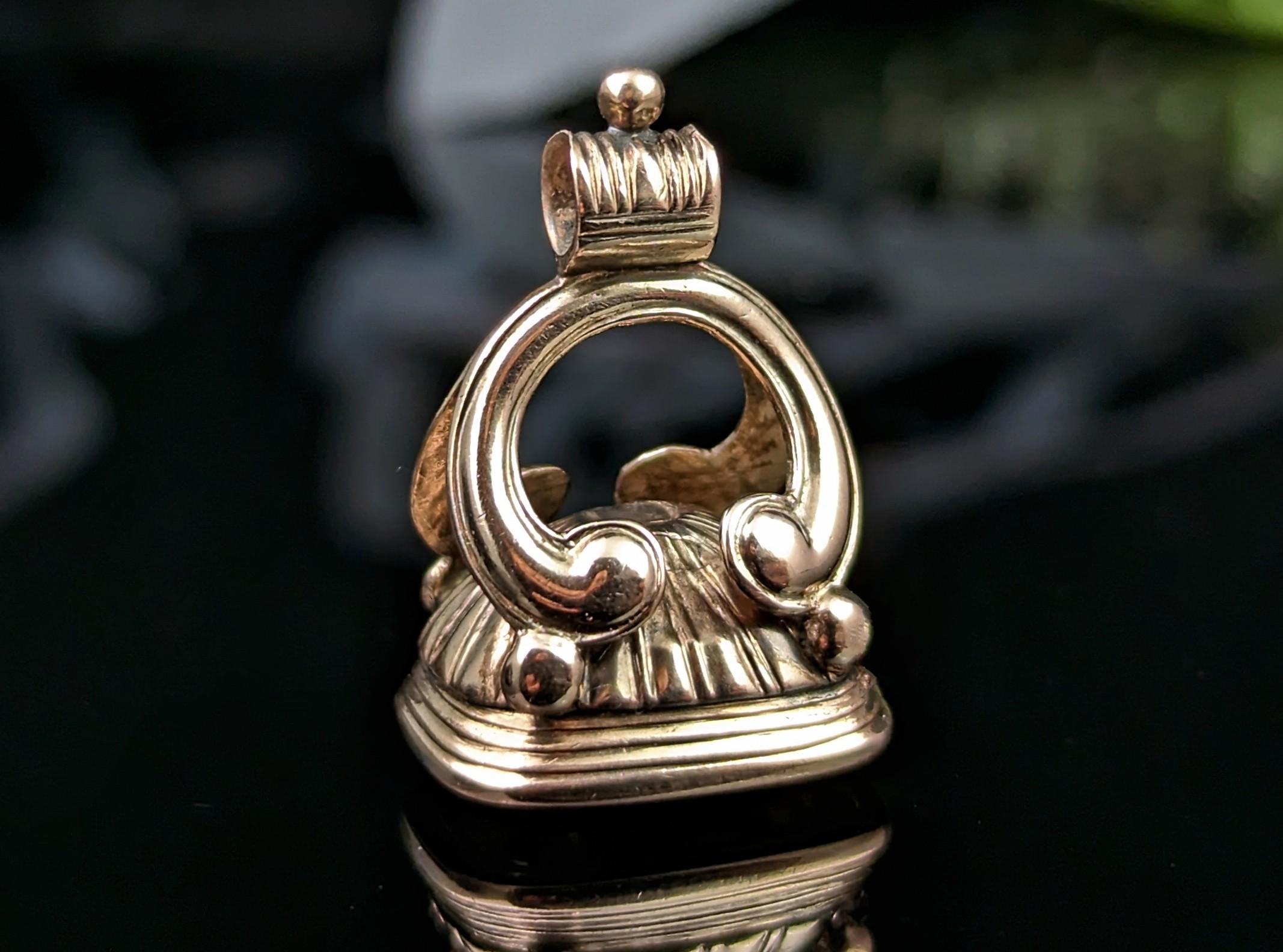 You can't go wrong with a beautiful antique seal fob, they are such versatile pieces and can be worn in many ways, from pendants to Albert chain fobs

Made from 9kt rose gold cased metal, probably with a bronze core, late Georgian era, it has a