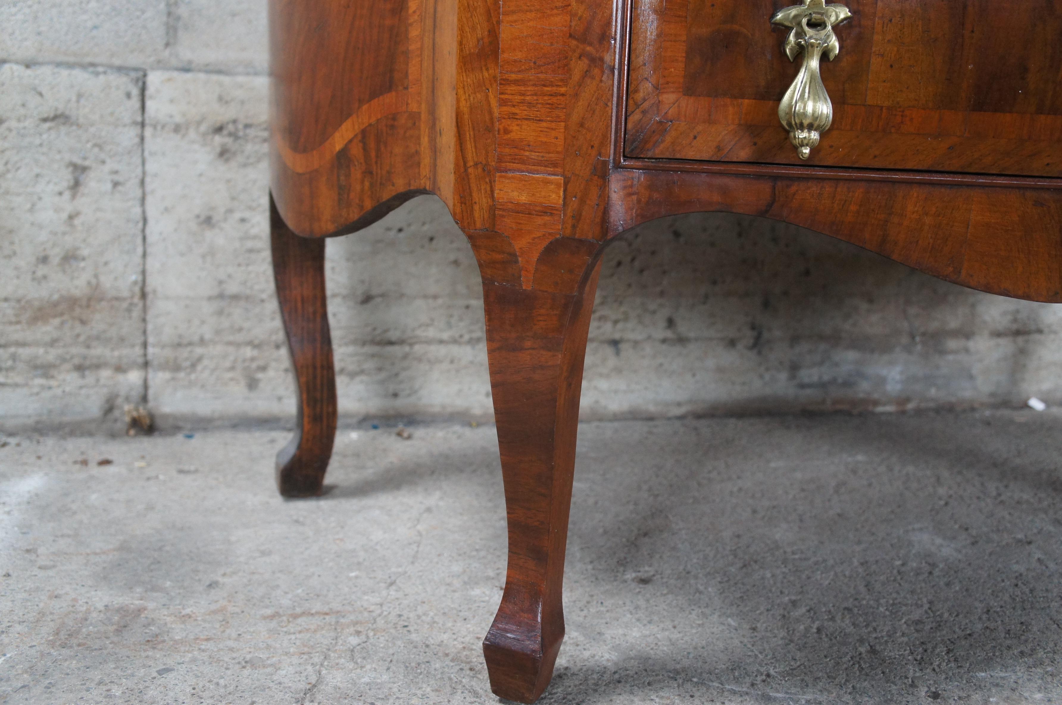 Antique Georgian Serpentine Mahogany Marble Top Inlaid Commode Chest of Drawers For Sale 3