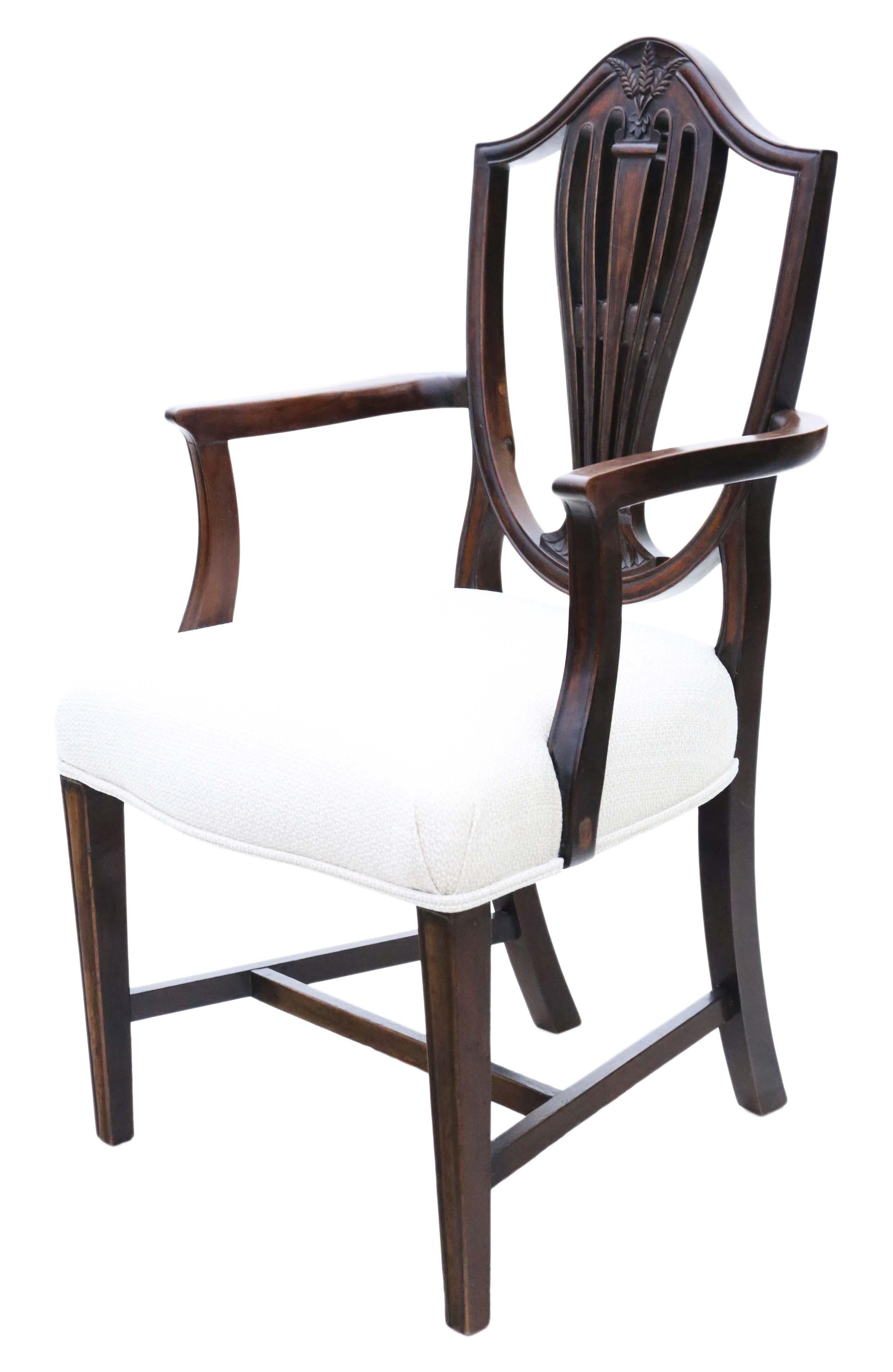 Early 19th Century Antique Georgian Set of 8 '6+2' Mahogany Dining Chairs, circa 1800