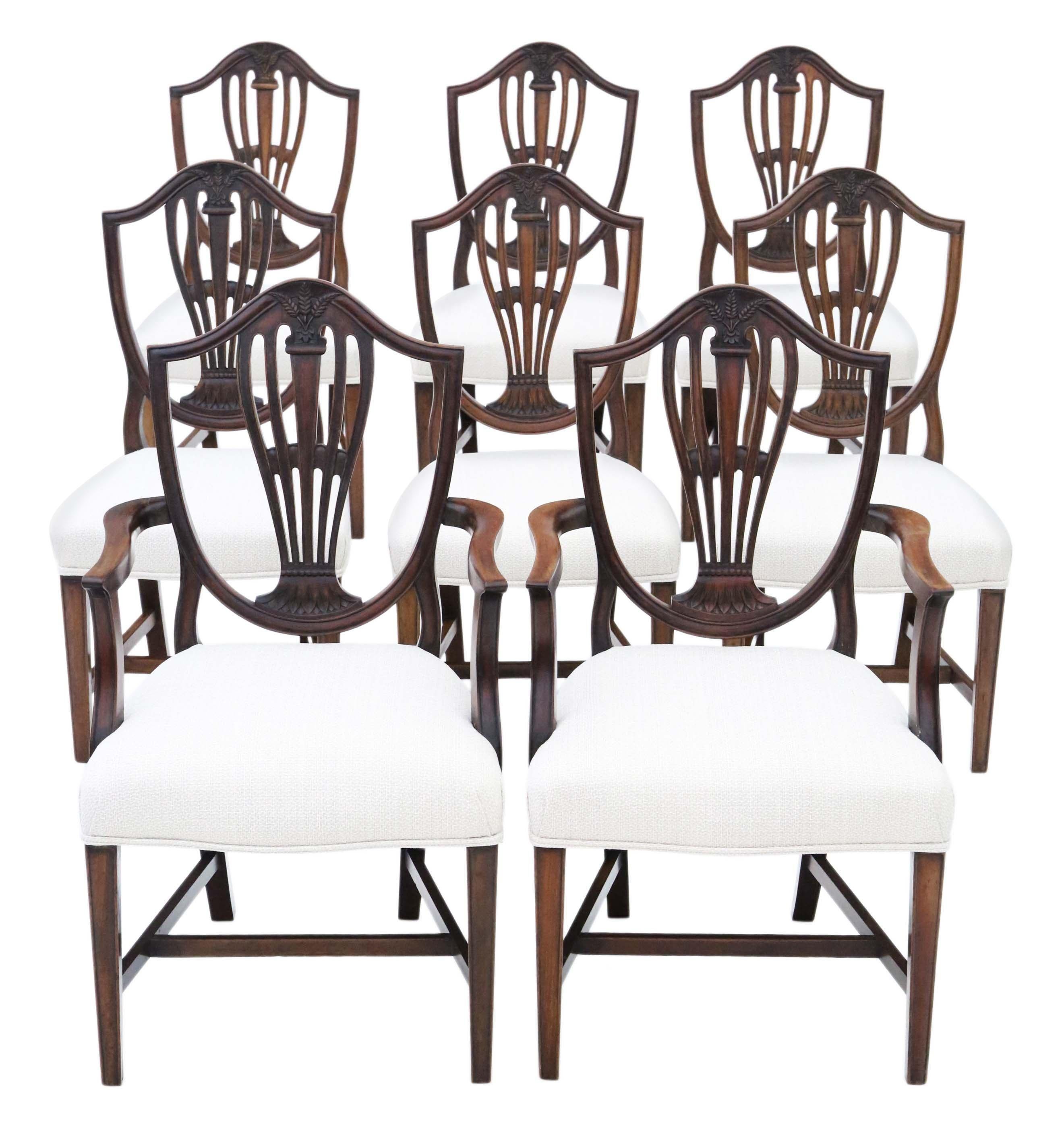 Antique Georgian Set of 8 '6+2' Mahogany Dining Chairs, circa 1800