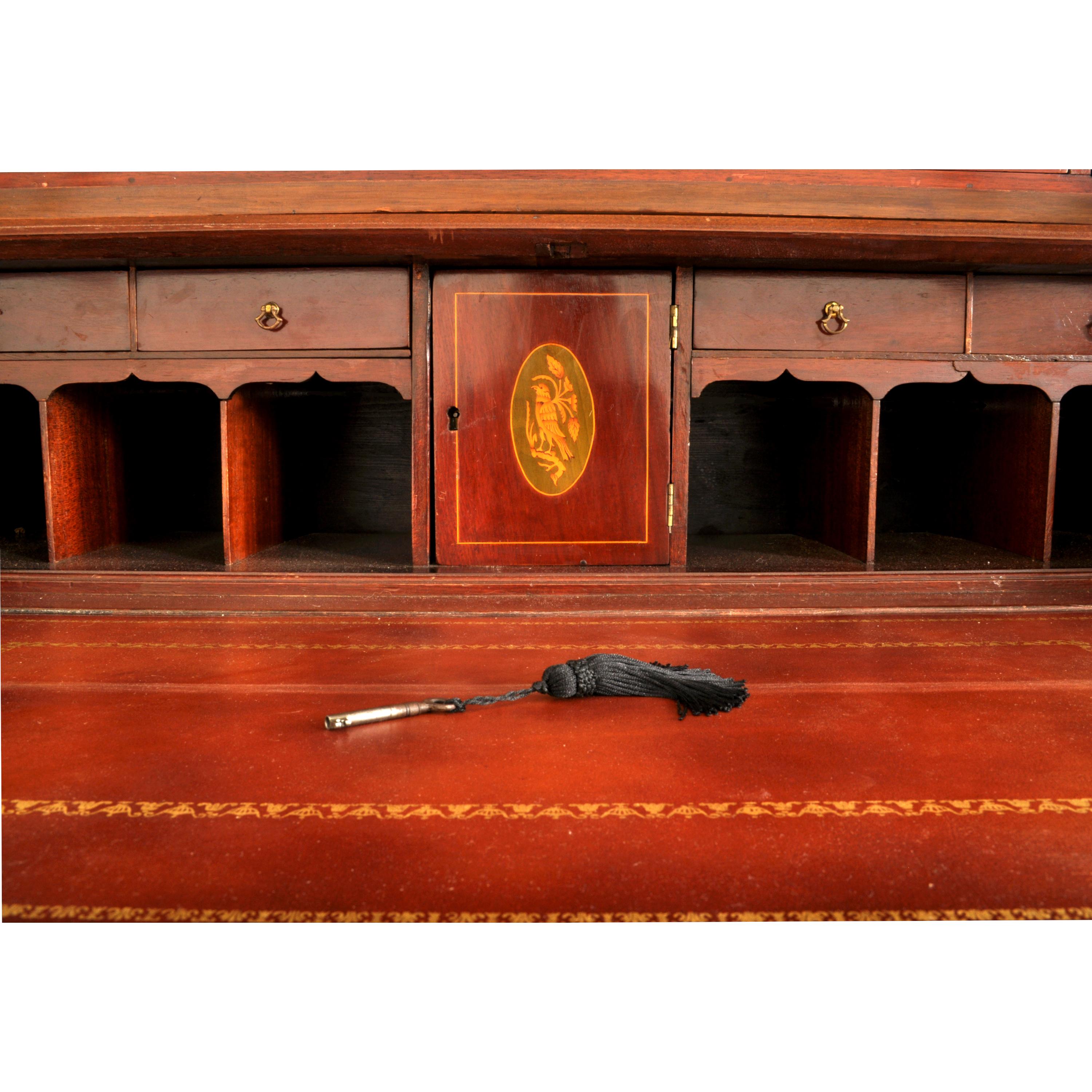 Antique Georgian Sheraton Neo-Classical Inlaid Mahogany Secretary Bookcase, 1795 For Sale 4