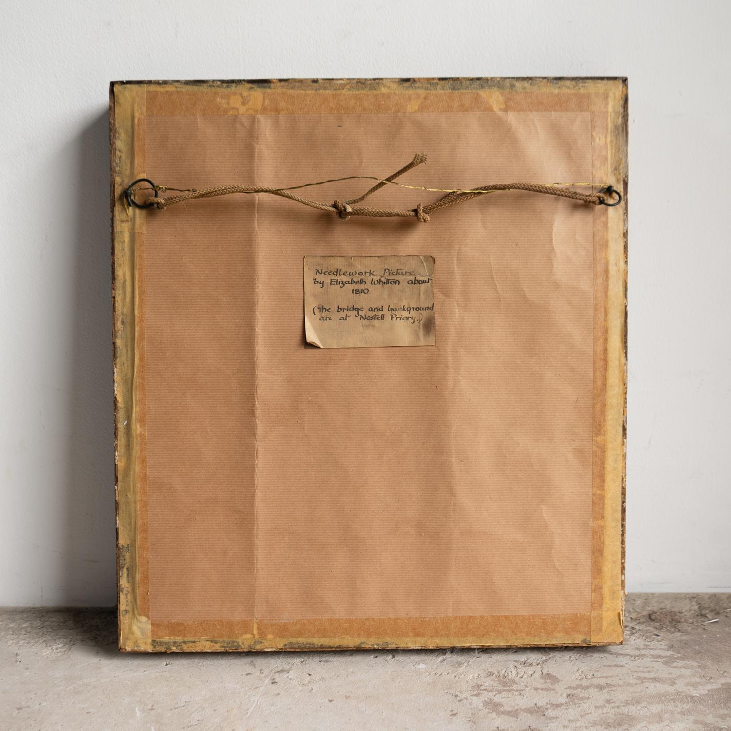 Antiguo bordado georgiano en seda que representa a una mujer con un cordero, Yorkshire en venta 2