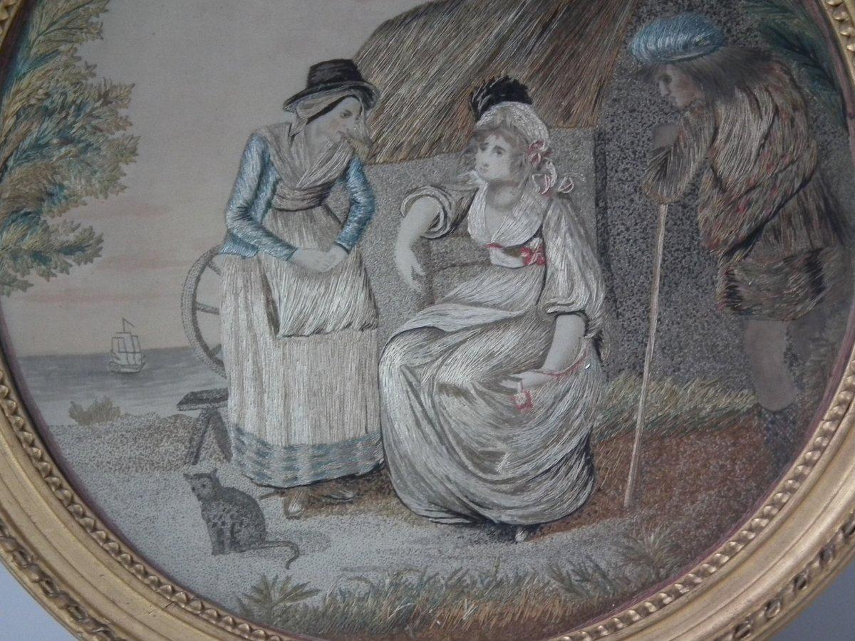 Antique Georgian Silkwork Embroidery of a Country Scene 3