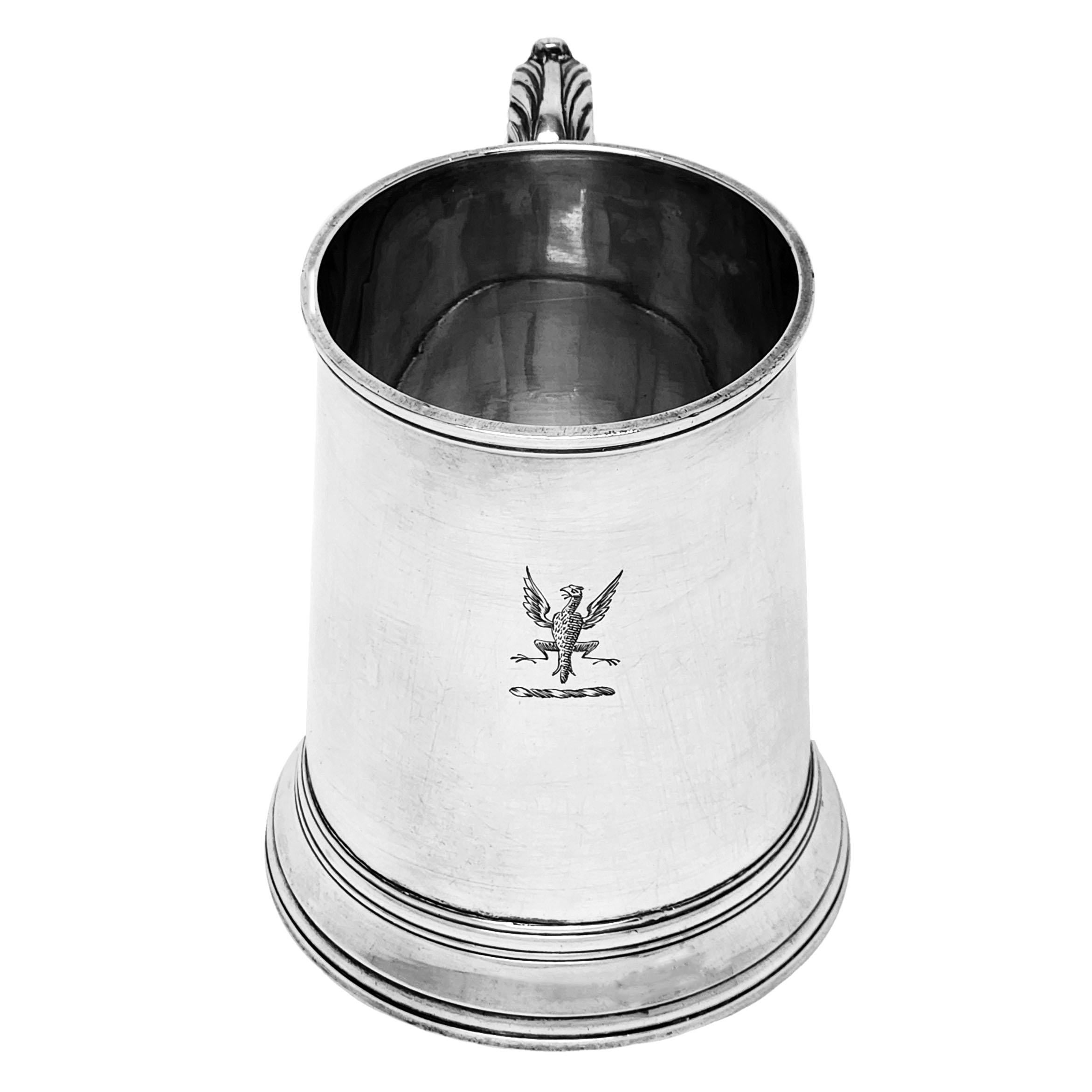 English Antique Georgian Silver 1/2 pint Mug 1786 Hester Bateman Beer Christening  For Sale