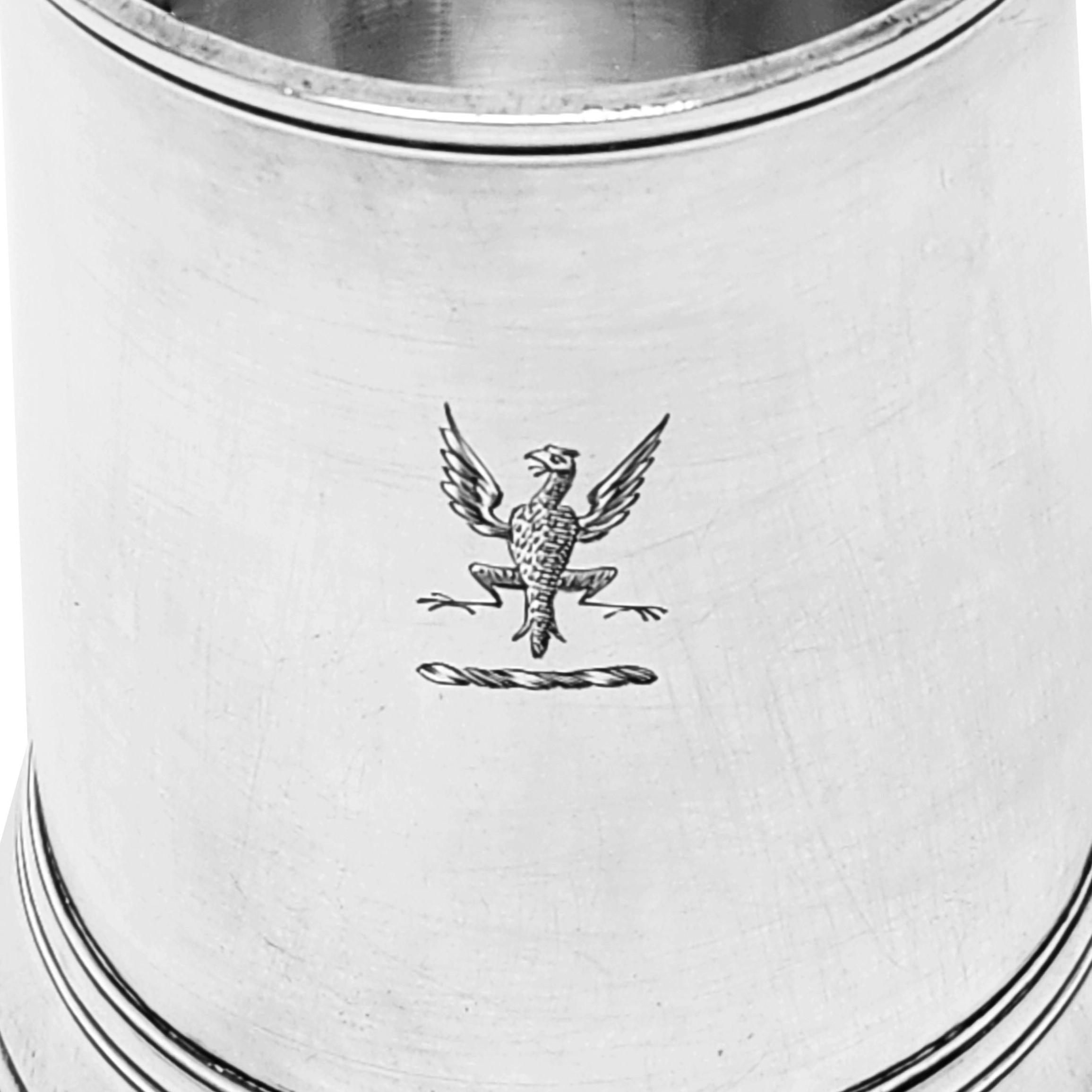 Antike georgische Silber 1/2 Pint Becher 1786 Hester Bateman Bier Taufe  (Englisch) im Angebot
