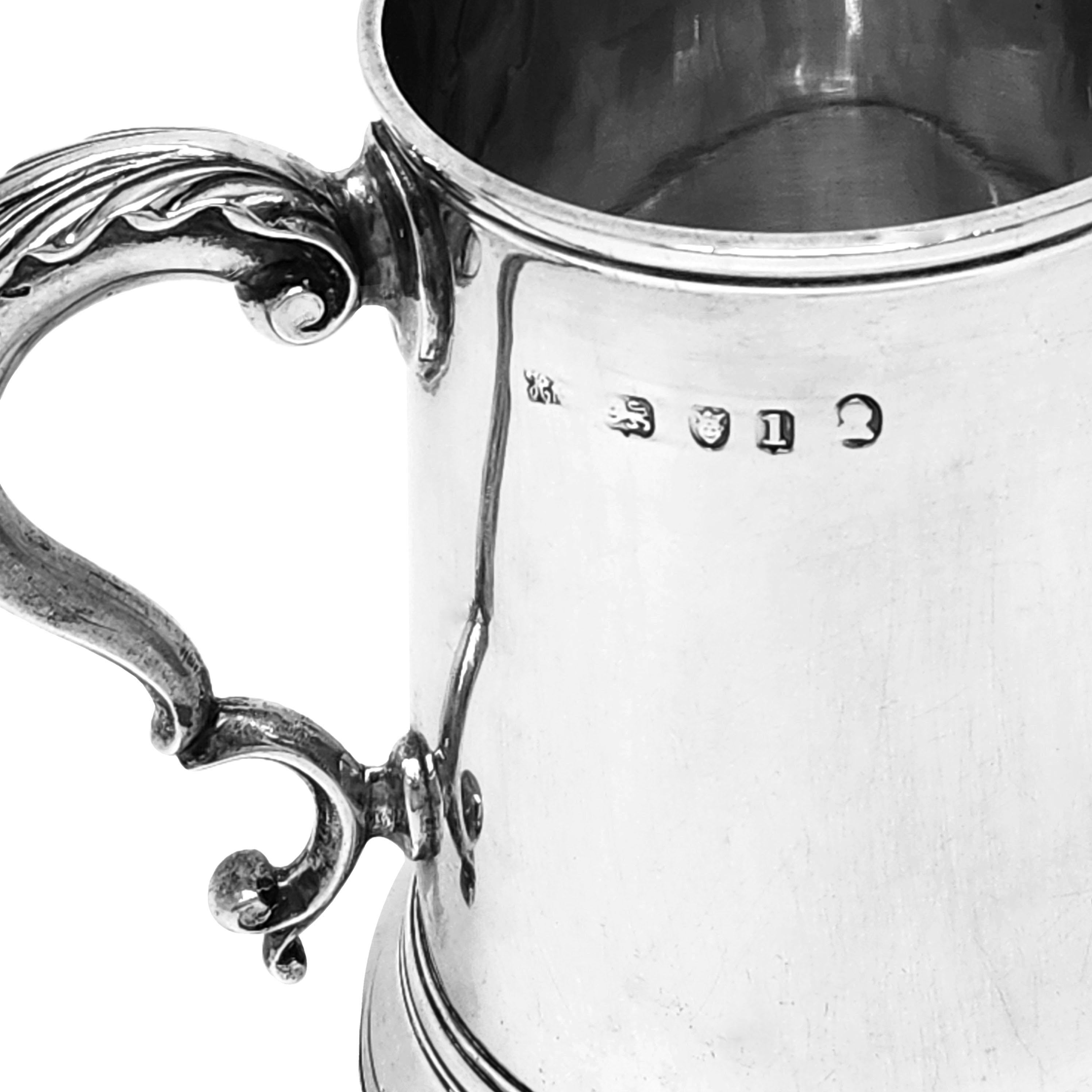 18th Century and Earlier Antique Georgian Silver 1/2 pint Mug 1786 Hester Bateman Beer Christening  For Sale