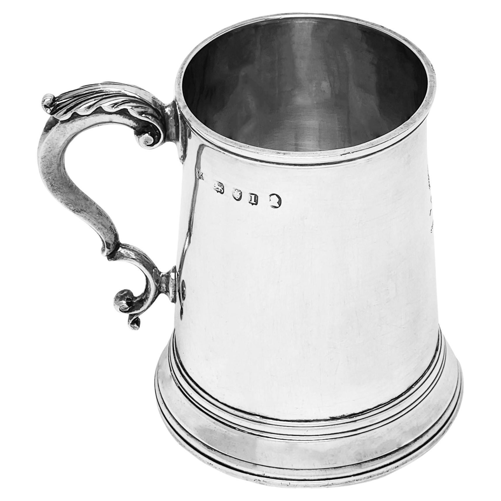 Antique Georgian Silver 1/2 pint Mug 1786 Hester Bateman Beer Christening  For Sale