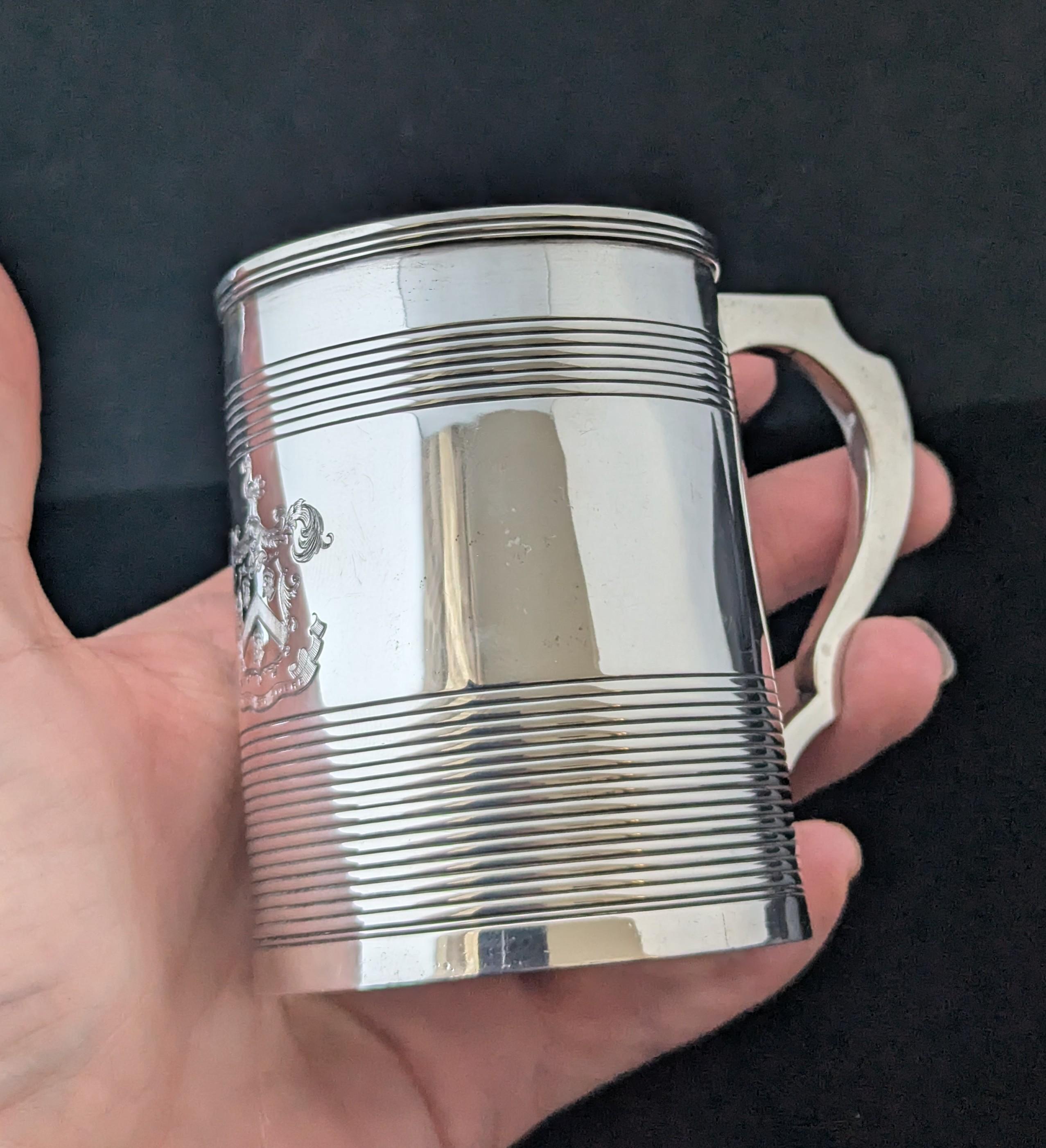 Antico boccale da battesimo in argento georgiano, mezza pinta di birra in vendita 5