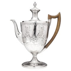 Antique Georgian Silver Coffee Pot, London 1832, by John Reily