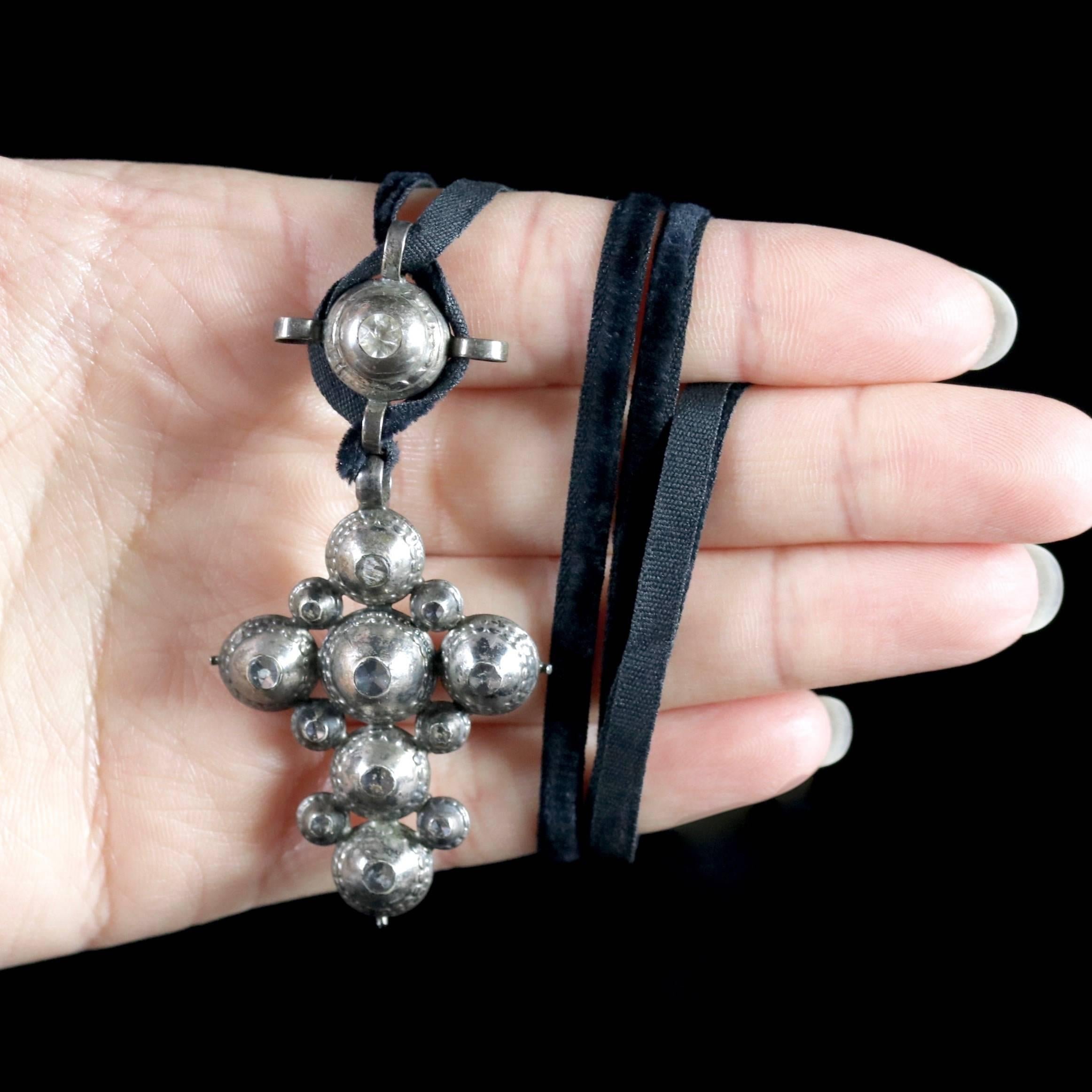Antique Georgian Silver Cross Necklace For Sale 3