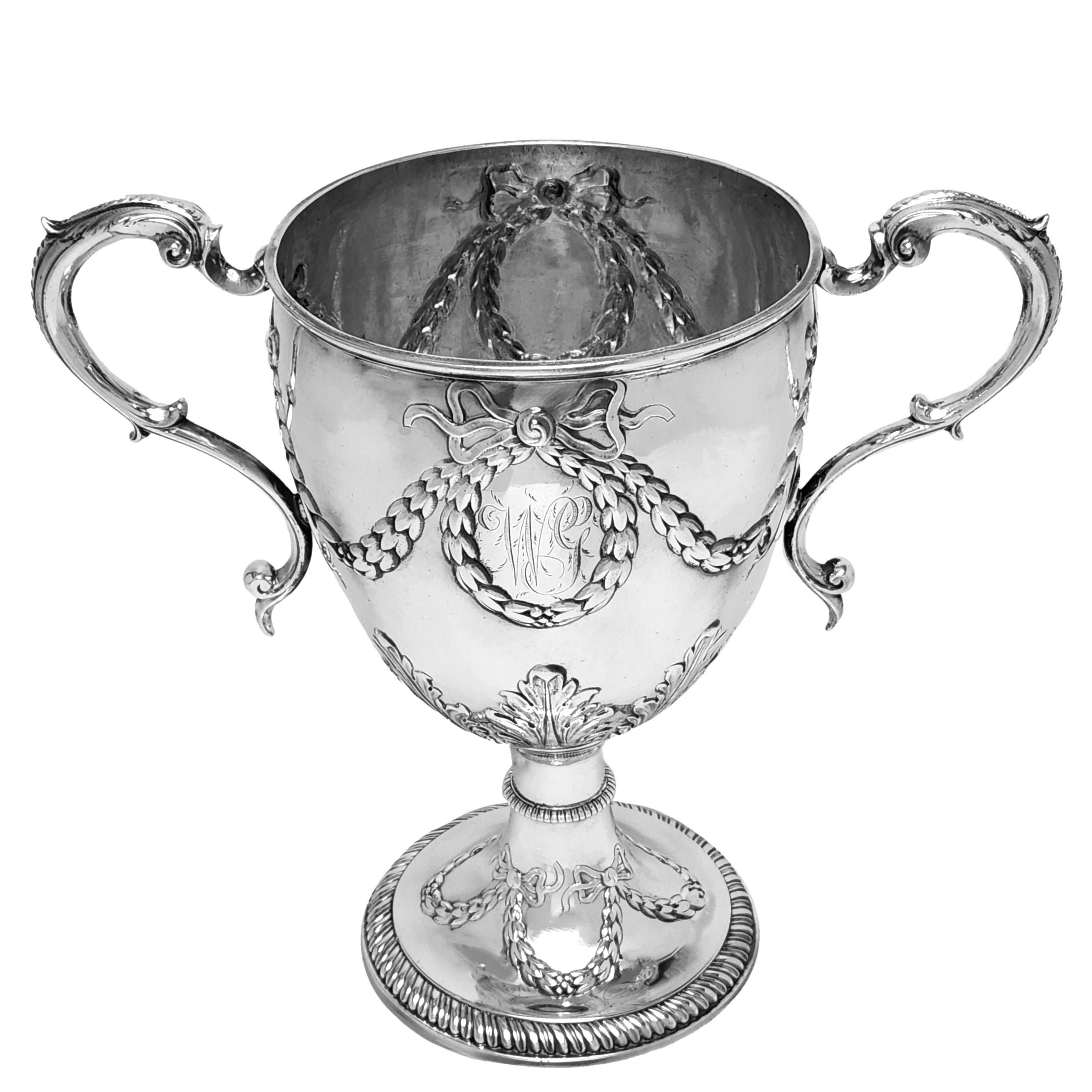English Antique Georgian Silver Cup & Cover Lidded Trophy 1773 For Sale