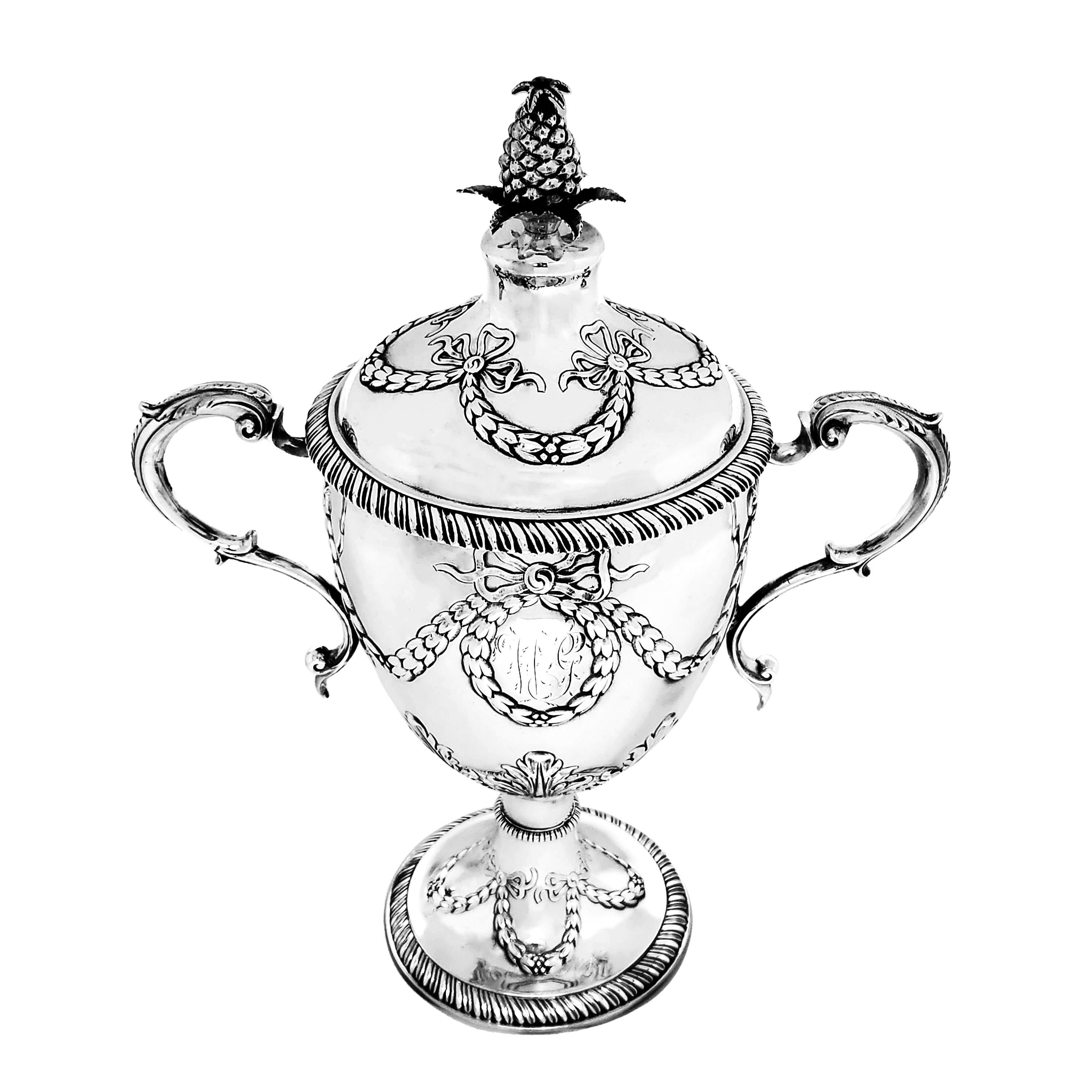 Antique Georgian Silver Cup & Cover Lidded Trophy 1773 For Sale