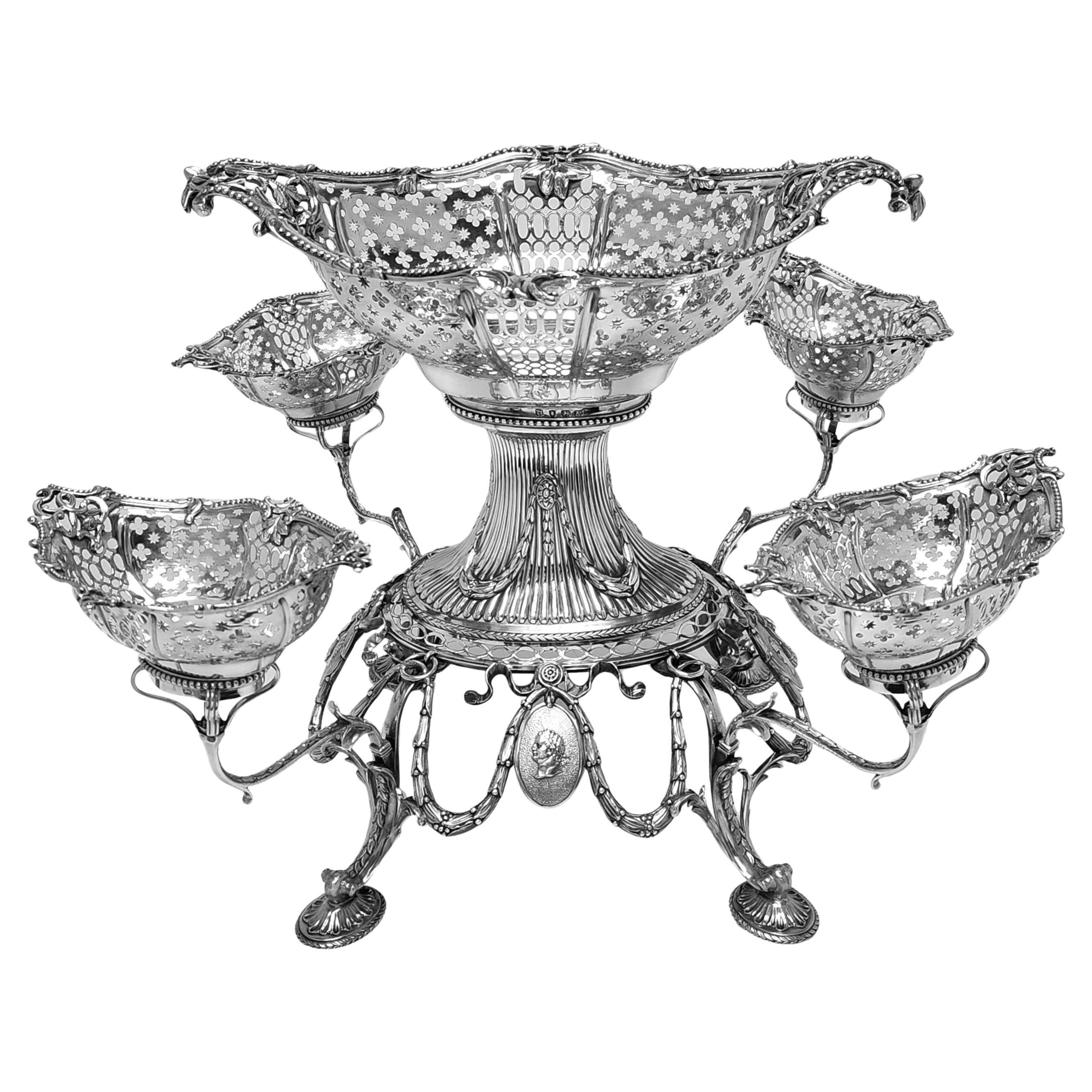 Antique Georgian Silver Epergne Centrepiece 1775 Adams Style