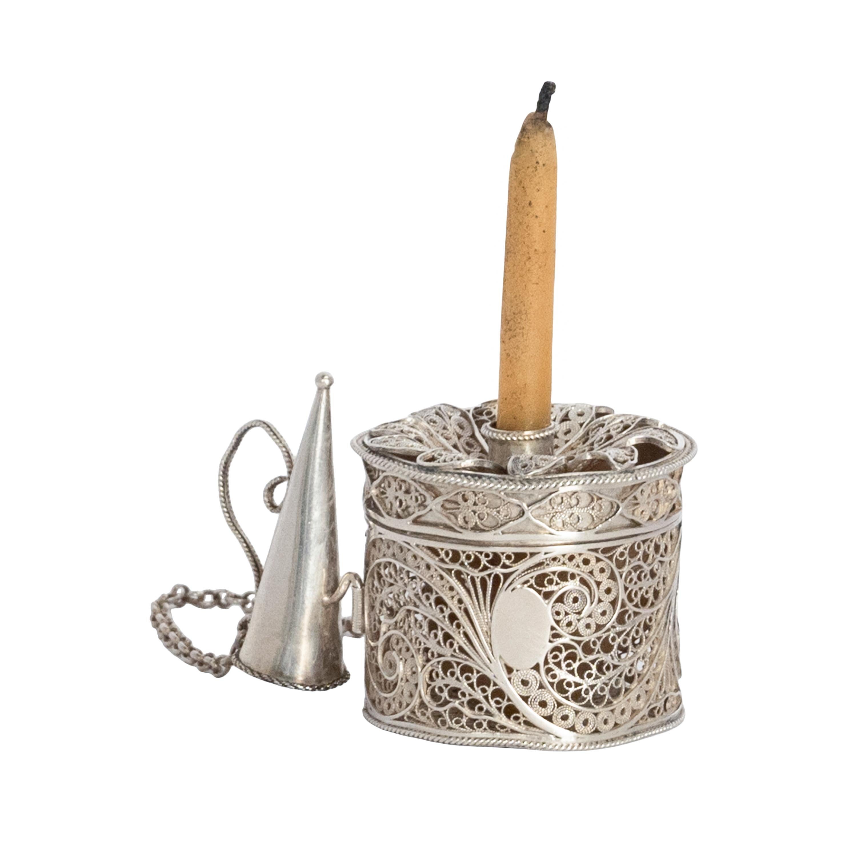 Antiker georgianischer filigraner Bougie-Schachtel-Kerzenständer aus Silber 1780 im Angebot 2