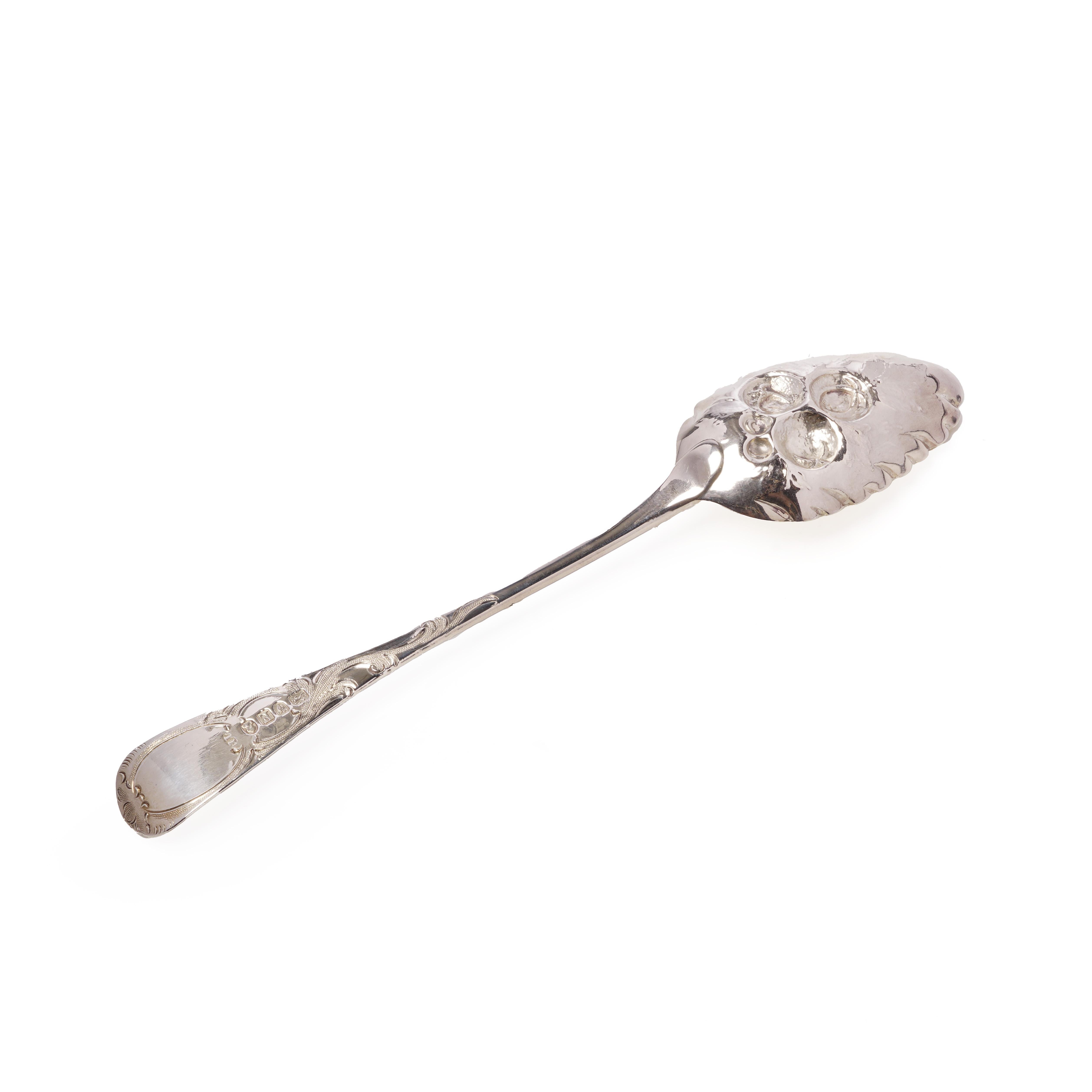 Inizio XIX secolo Antico set di cucchiai da frutta in argento dorato georgiano con astuccio originale in vendita