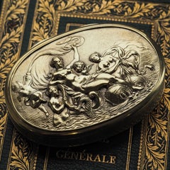 Antique Georgian Silver Gilt Snuff Box Scene of Venus - London 1810