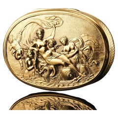Antique Georgian Silver Gilt Snuff Box Scene of Venus - London 1810.