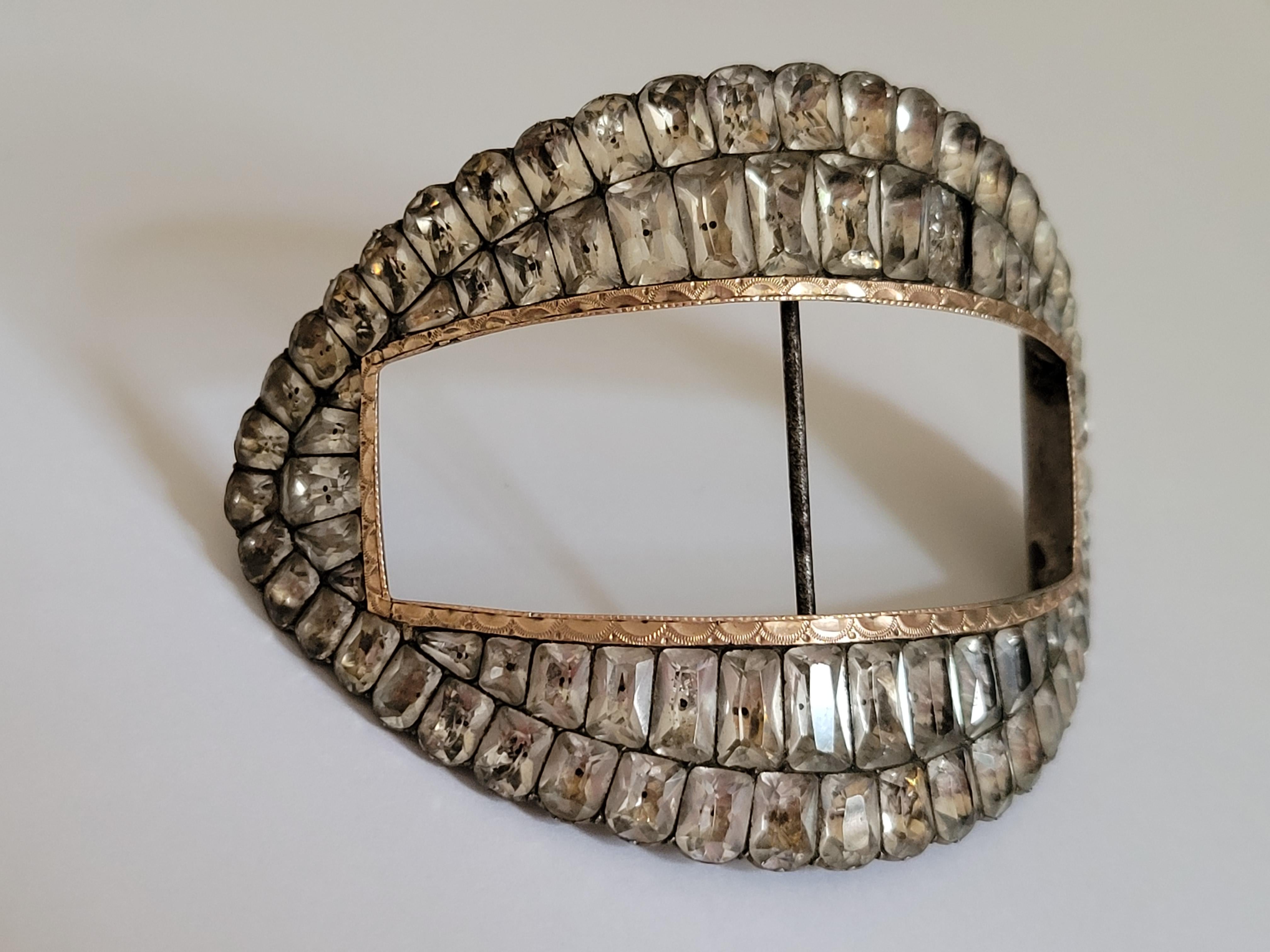 Antike georgianische Silber-Gold-Schuhschnalle mit Paste (Georgian) im Angebot