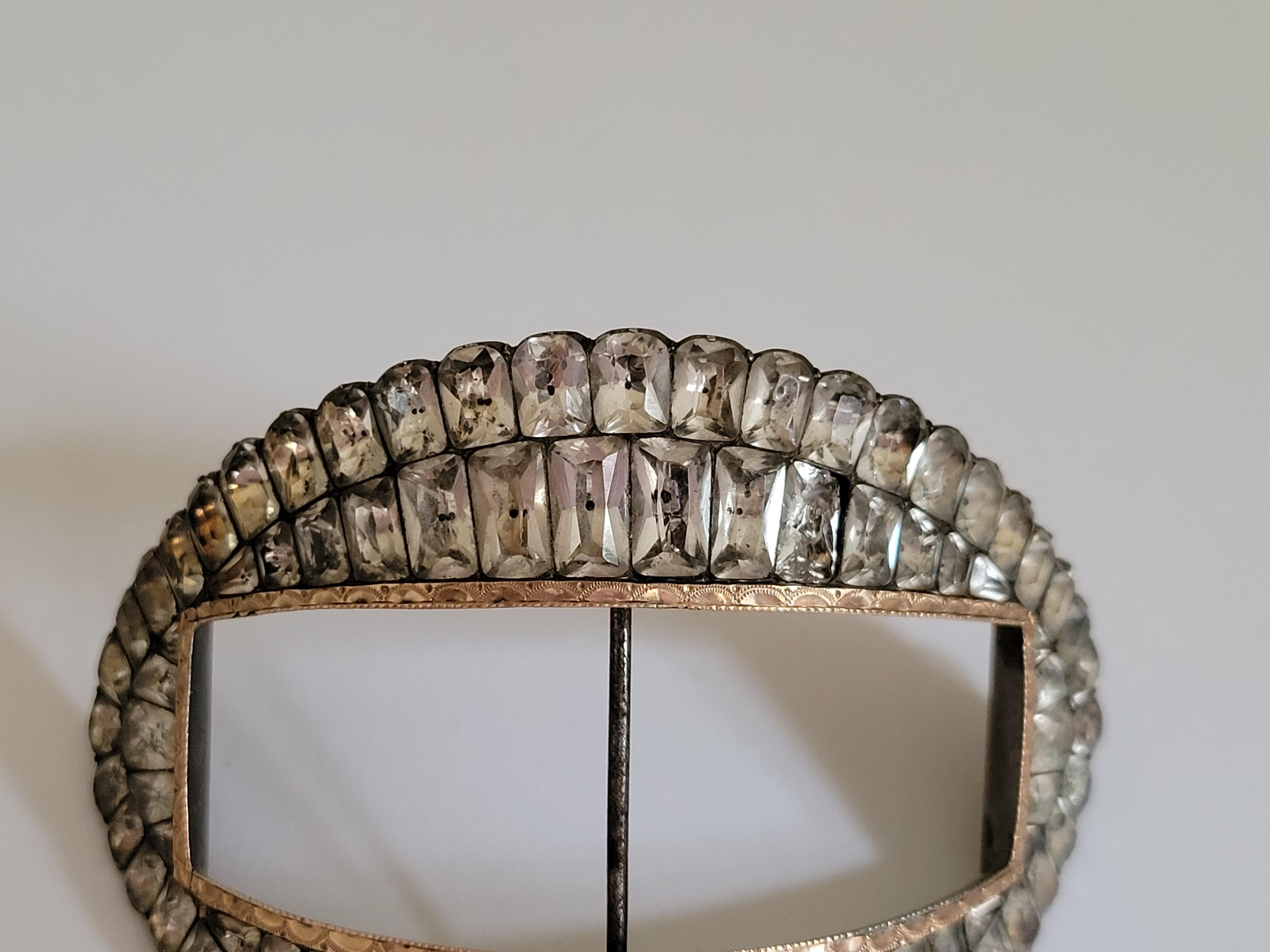 Antique Georgian Silver Gold Paste shoe buckle In Fair Condition For Sale In Boston, Lincolnshire