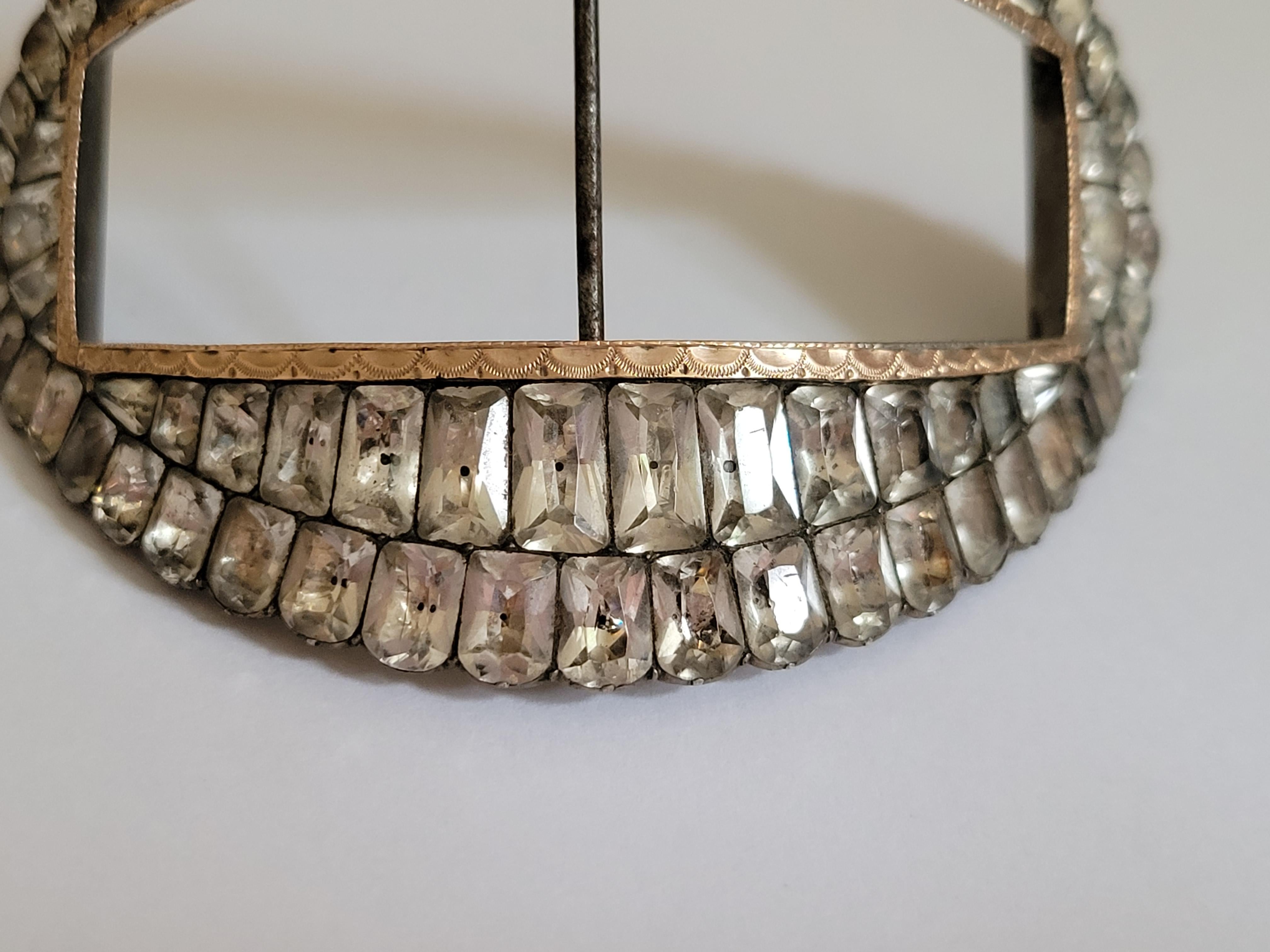 Women's or Men's Antique Georgian Silver Gold Paste shoe buckle For Sale