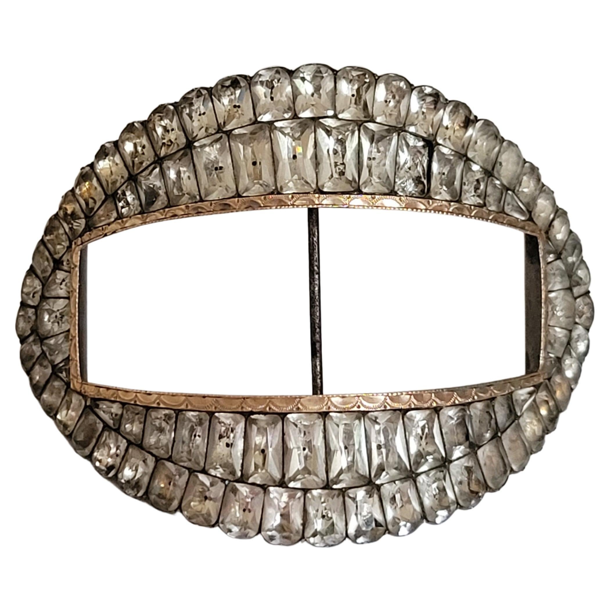 Antike georgianische Silber-Gold-Schuhschnalle mit Paste im Angebot