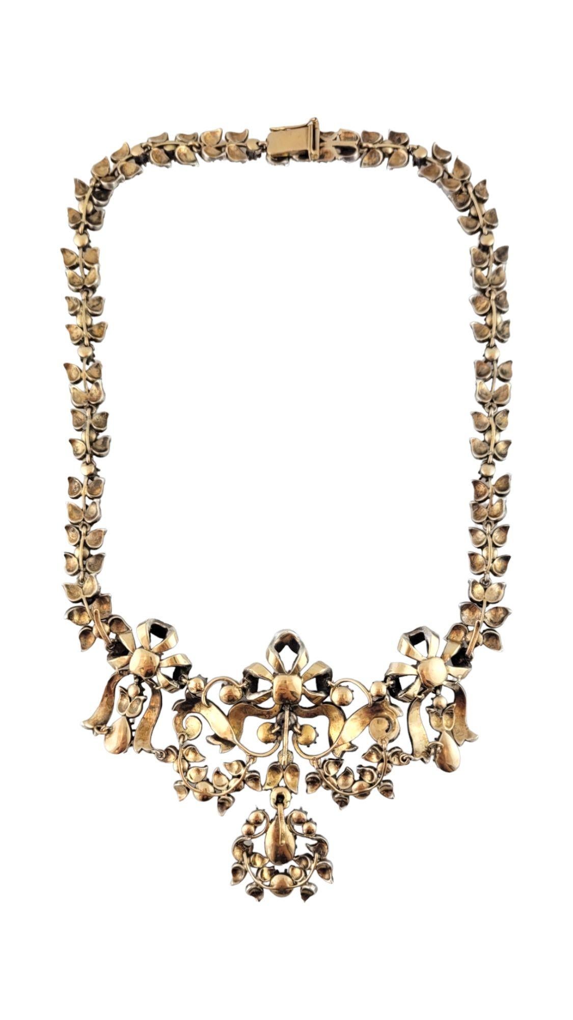  Antike georgianische Halskette aus Silber über Gold mit natürlichem Smaragd und Diamant im Rosenschliff im Zustand „Gut“ im Angebot in Washington Depot, CT