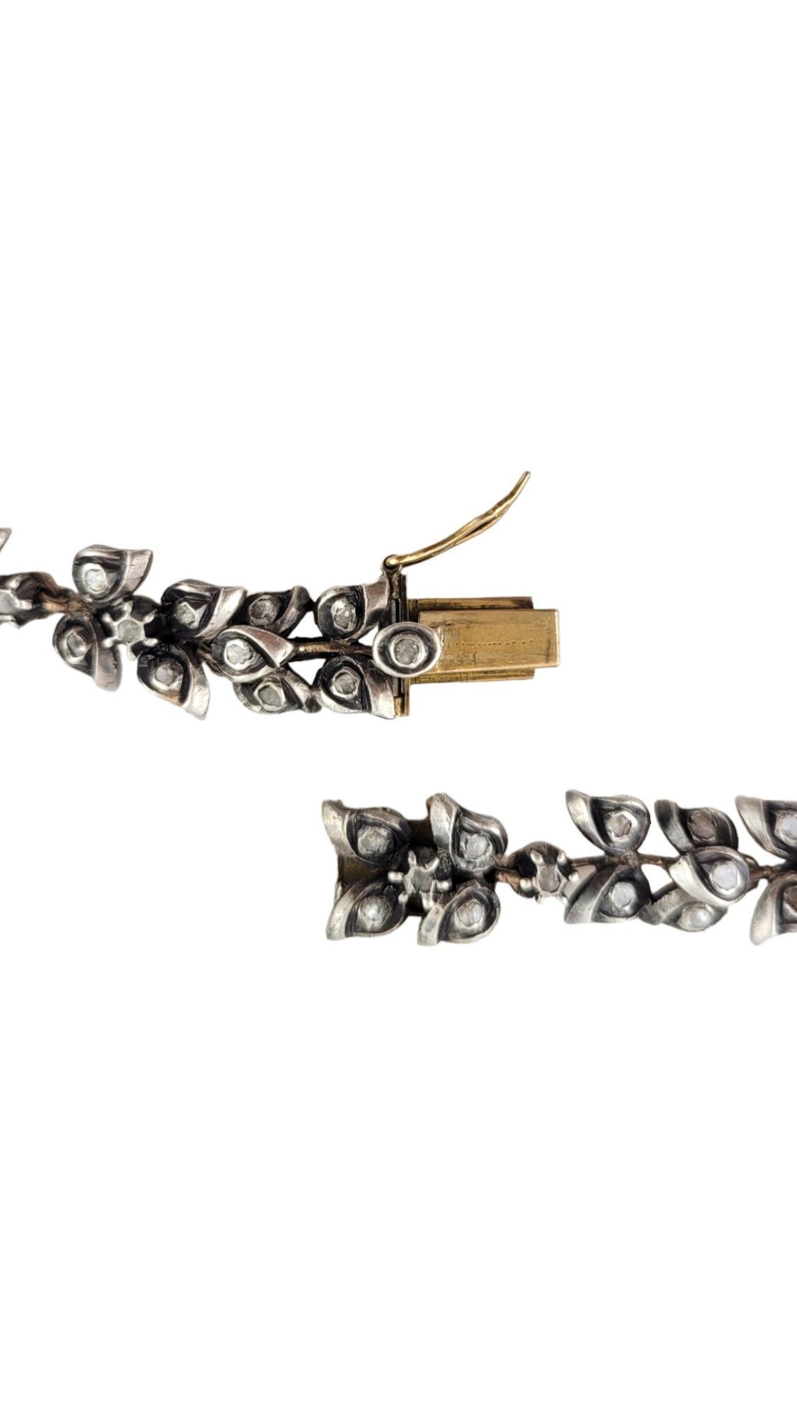  Antike georgianische Halskette aus Silber über Gold mit natürlichem Smaragd und Diamant im Rosenschliff im Angebot 1