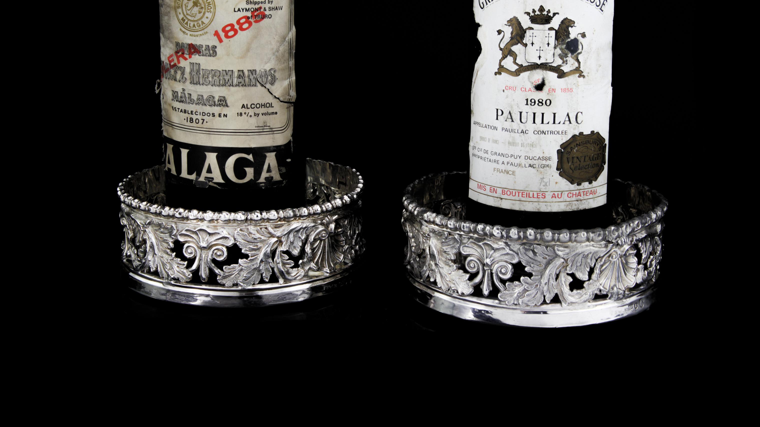 British Antique Georgian Silver Pair of Wine Coasters For Sale