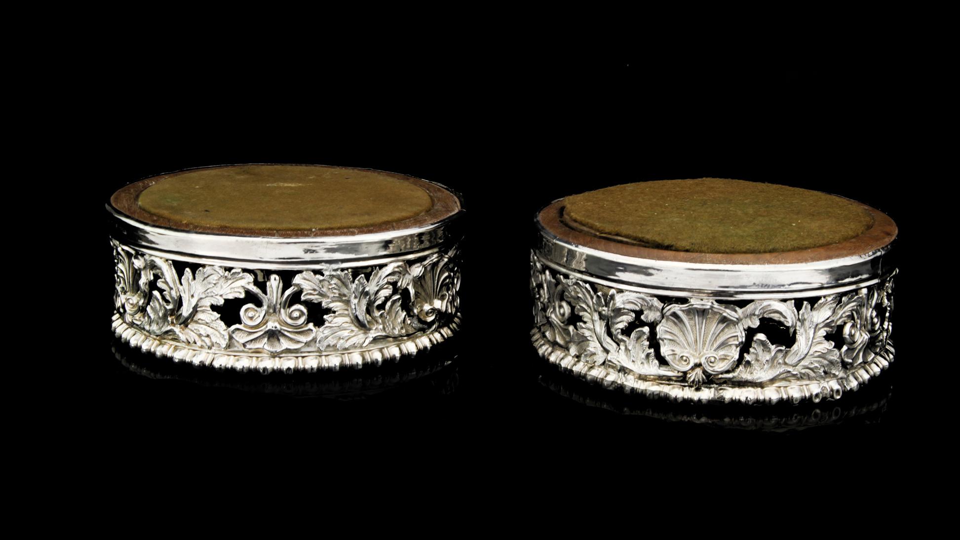 Antique Georgian Silver Pair of Wine Coasters For Sale 1