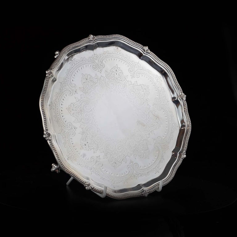 British Antique Georgian Silver Plated Small Salver For Sale