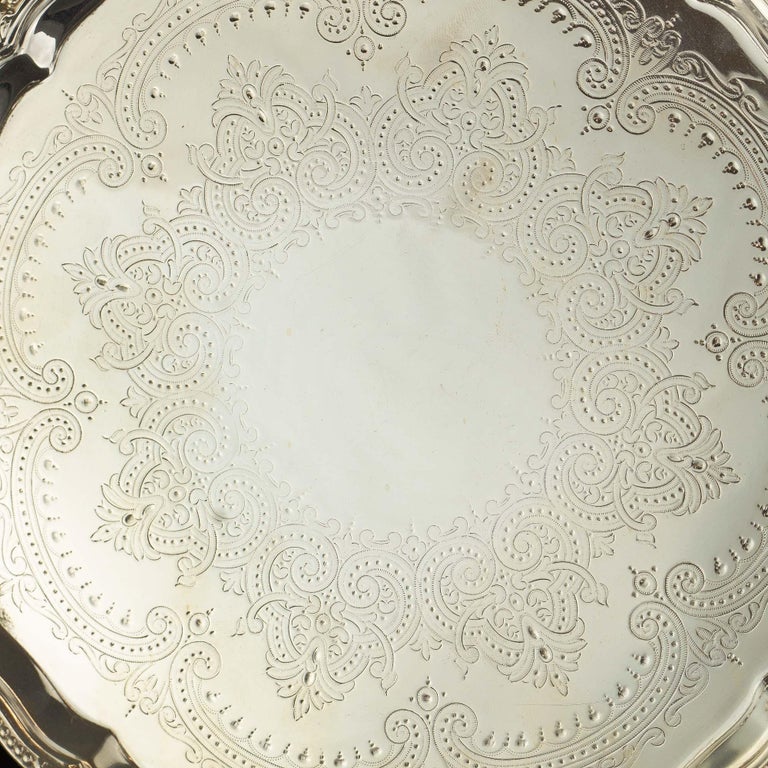 Mid-19th Century Antique Georgian Silver Plated Small Salver For Sale