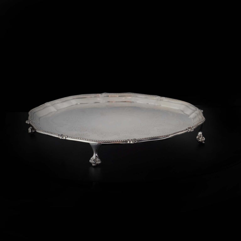 Antique Georgian Silver Plated Small Salver For Sale 3