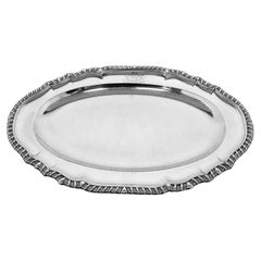 Antique Georgian Silver Serving Platter Meat Platter 1806 Shaped Oval Gadroon