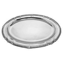 Antique Georgian Silver Serving Platter Meat Platter 1809 Shaped Oval Gadroon