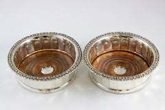 Antique Georgian Silver Wine Coasters, John & Thomas Settle, Sheffield, 1923