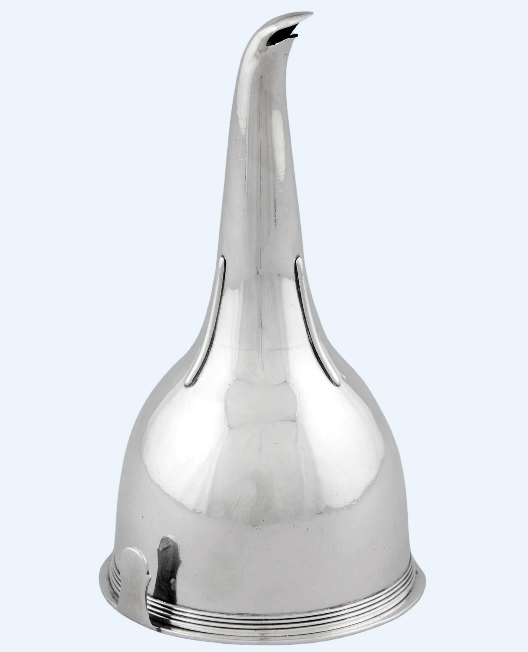 Antique Georgian Silver Wine Funnel London 1807 John Emes. The Funnel of typical form, the base with reed base surround and plain clip hook, plain body and upper strapped funnel. Marked on body and funnel. Height: 5.6 inches. Weight: 161 grams.