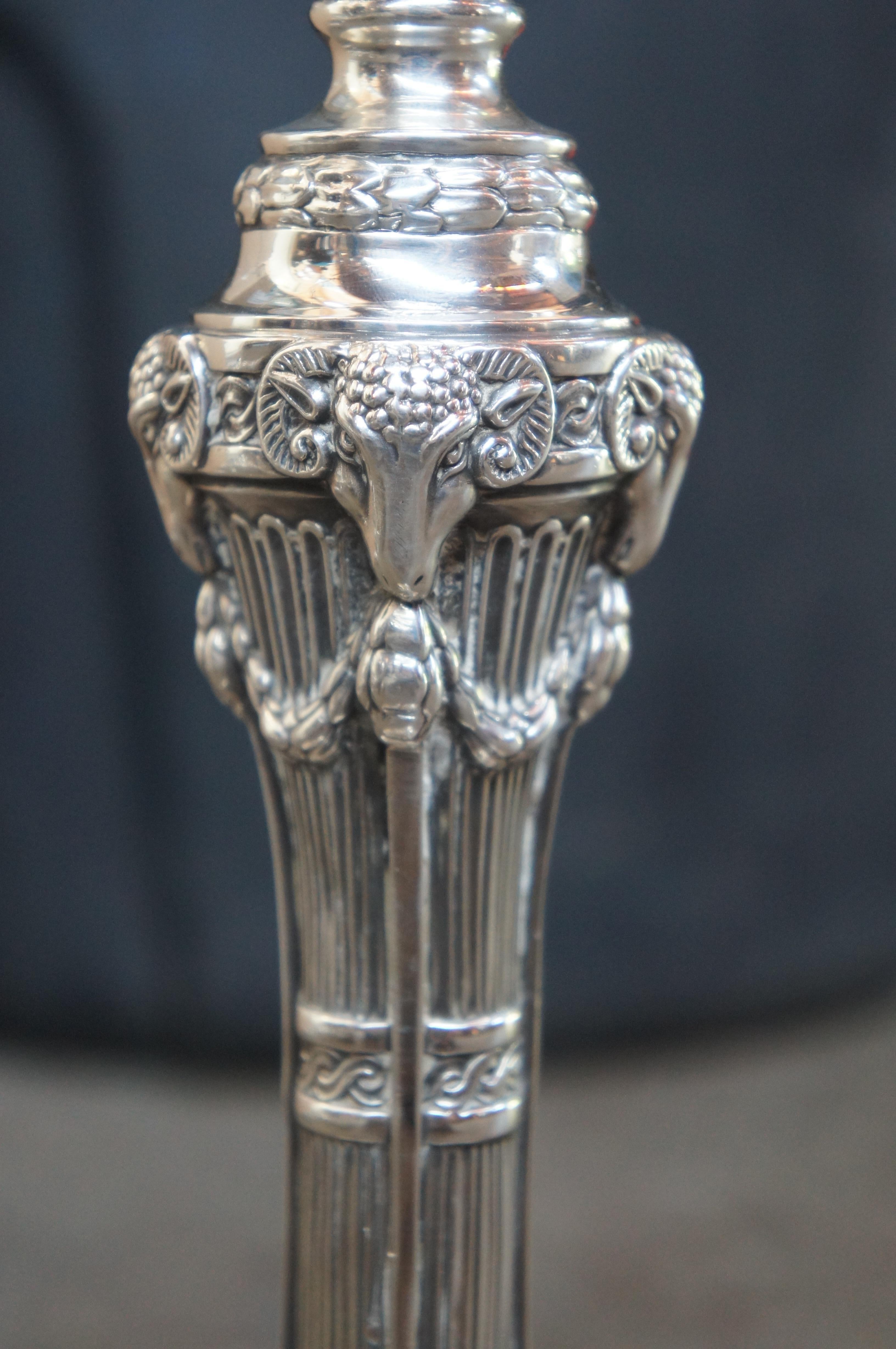 Antique Georgian Silver Plate Candelabra English Candlesticks Rams Head MS Rau 6