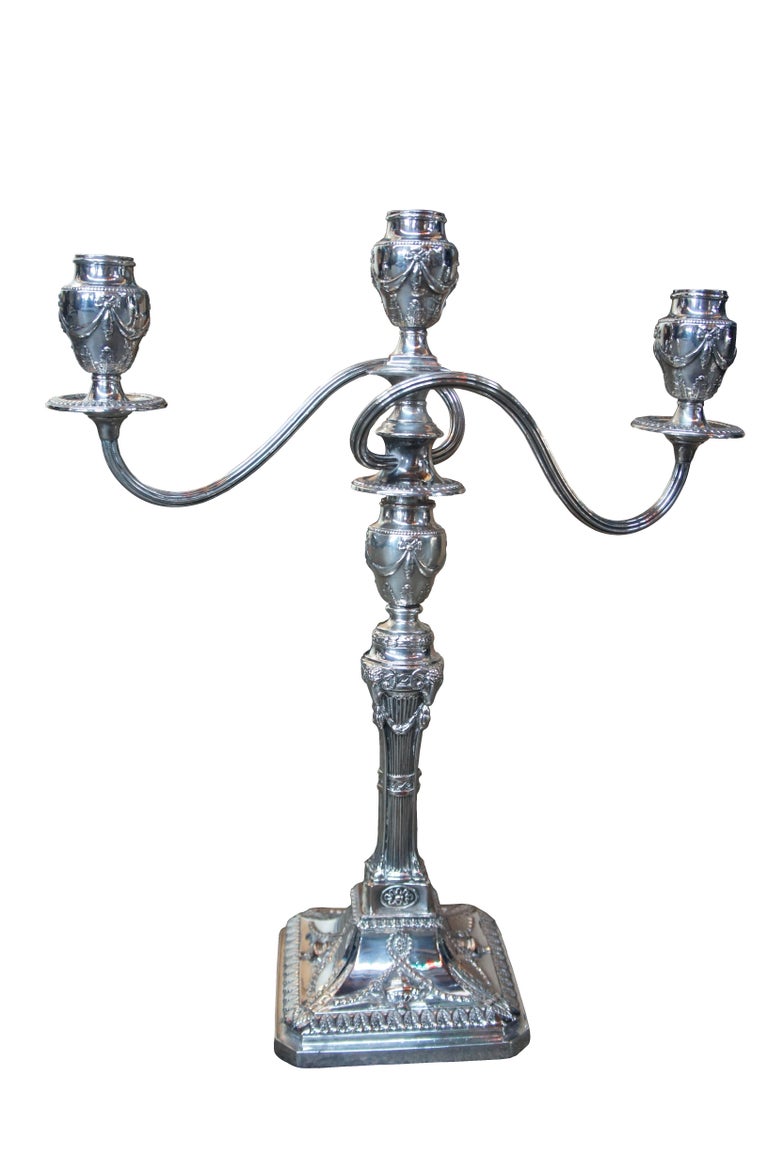 Antique Silver Plate Candelabra English Candlesticks Rams Head