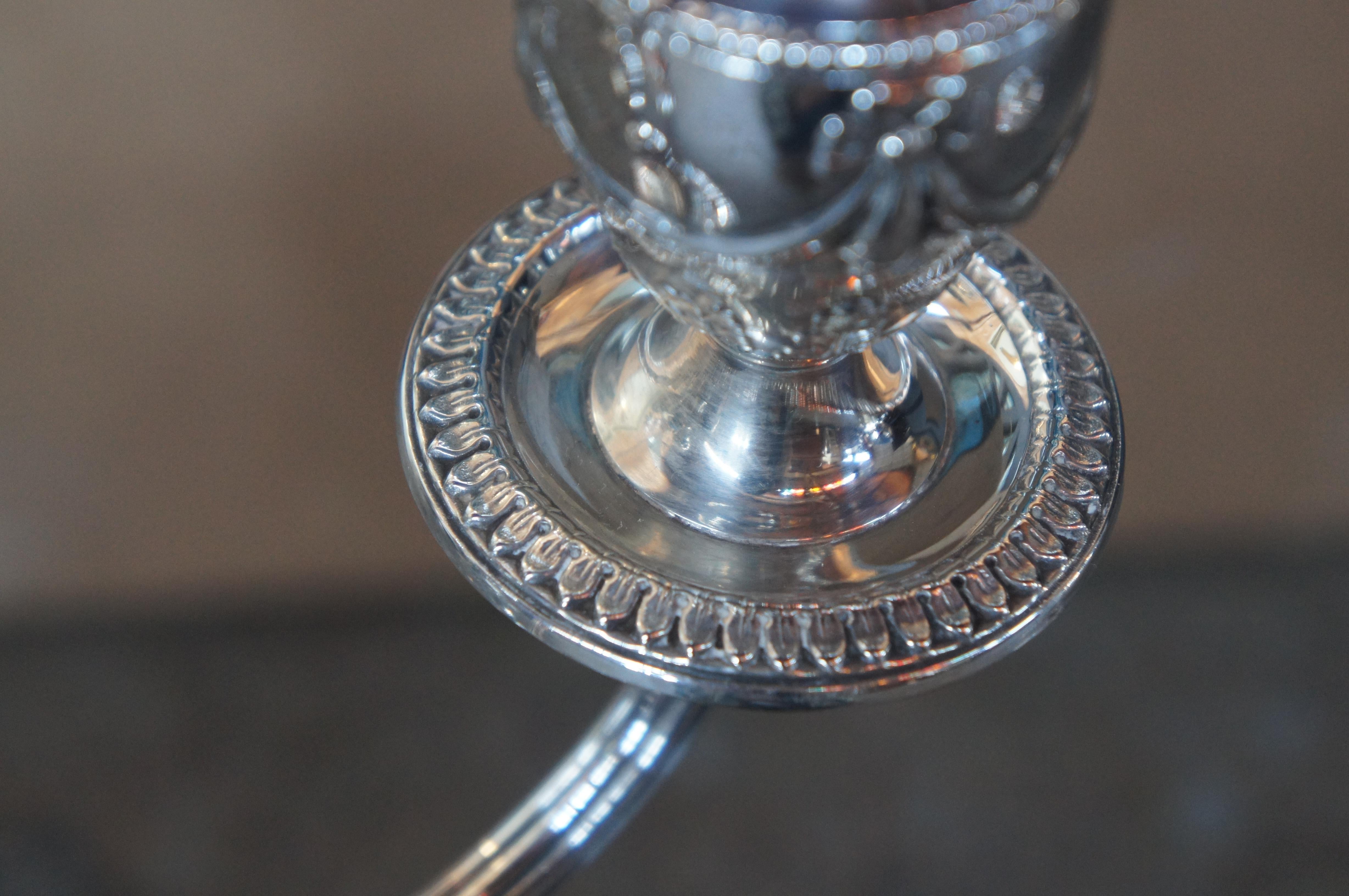 Antique Georgian Silver Plate Candelabra English Candlesticks Rams Head MS Rau 2