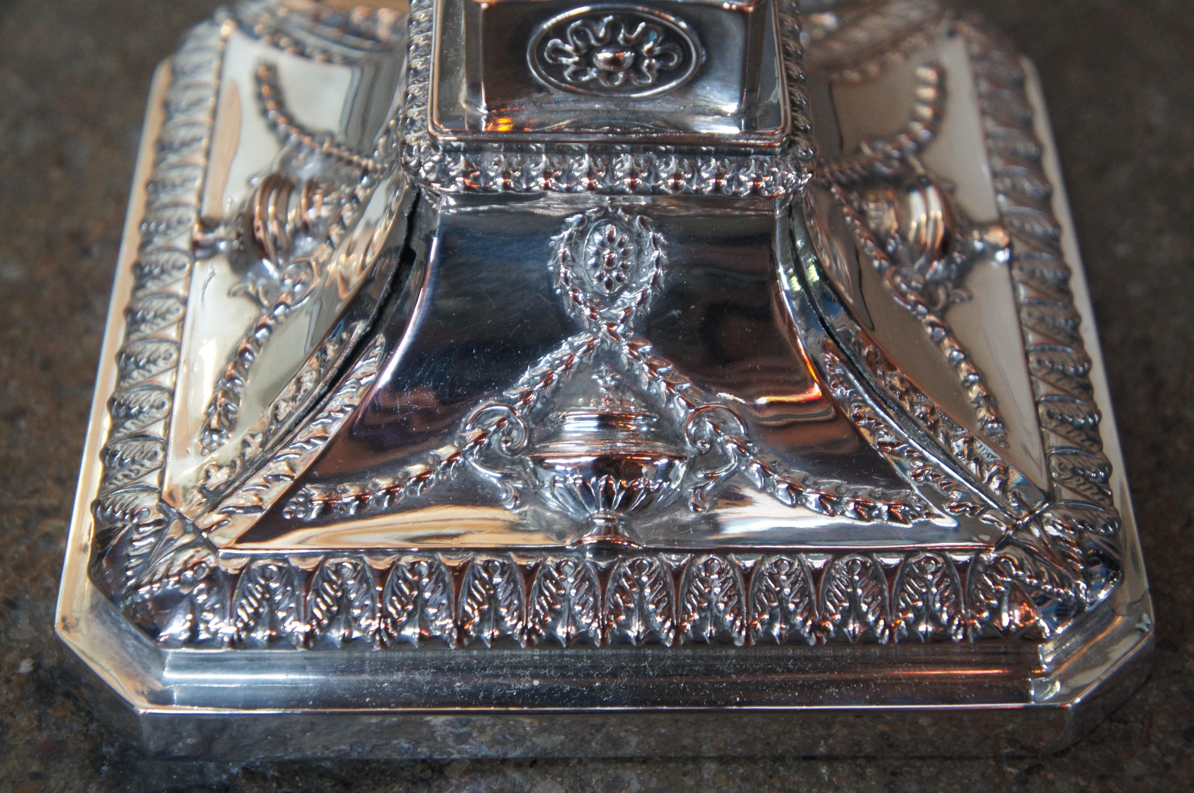 Antique Georgian Silver Plate Candelabra English Candlesticks Rams Head MS Rau 3