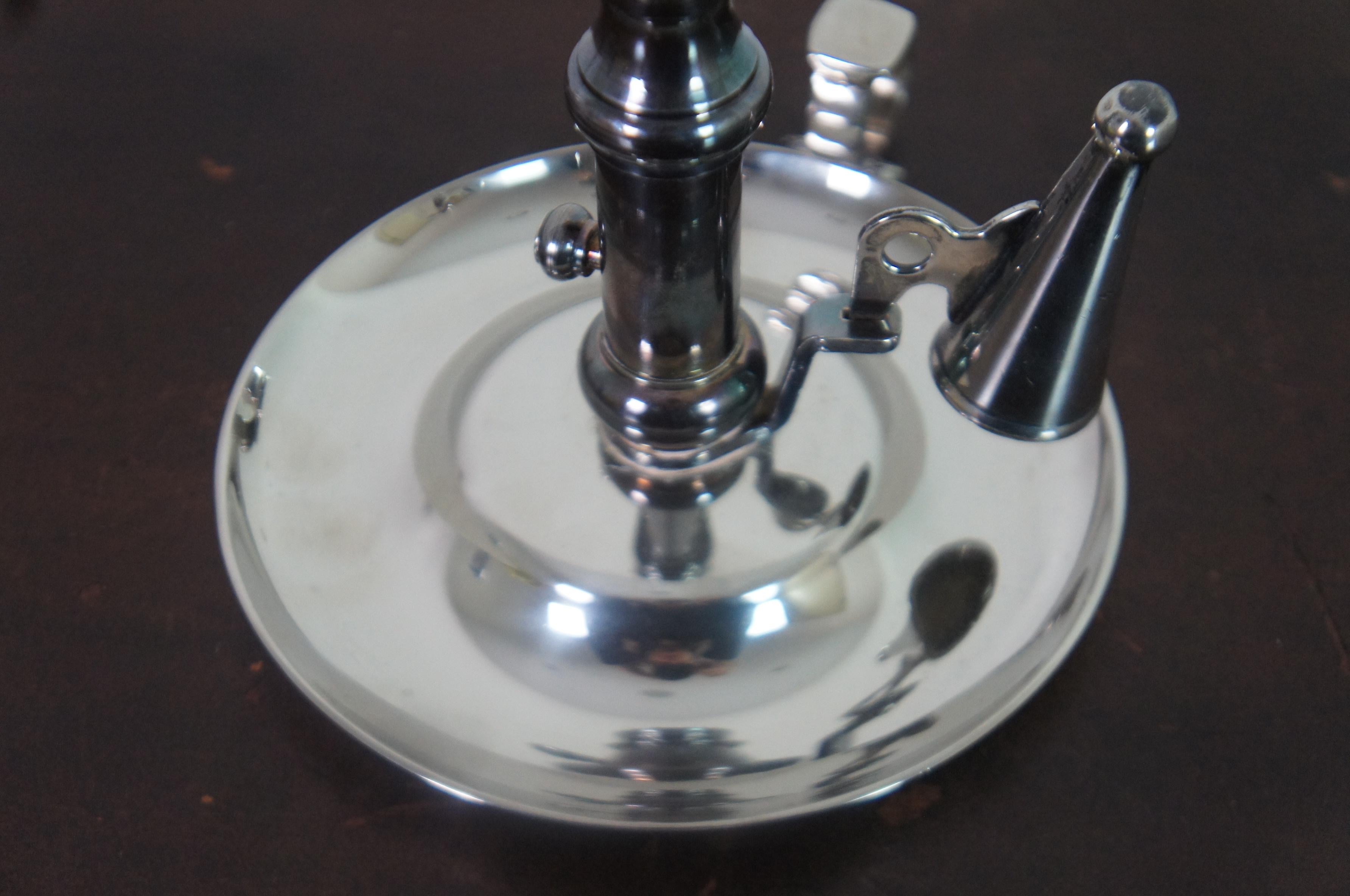 Antique Georgian Silverplate Chamberstick Candle Holder Candlestick w Snuffer For Sale 5