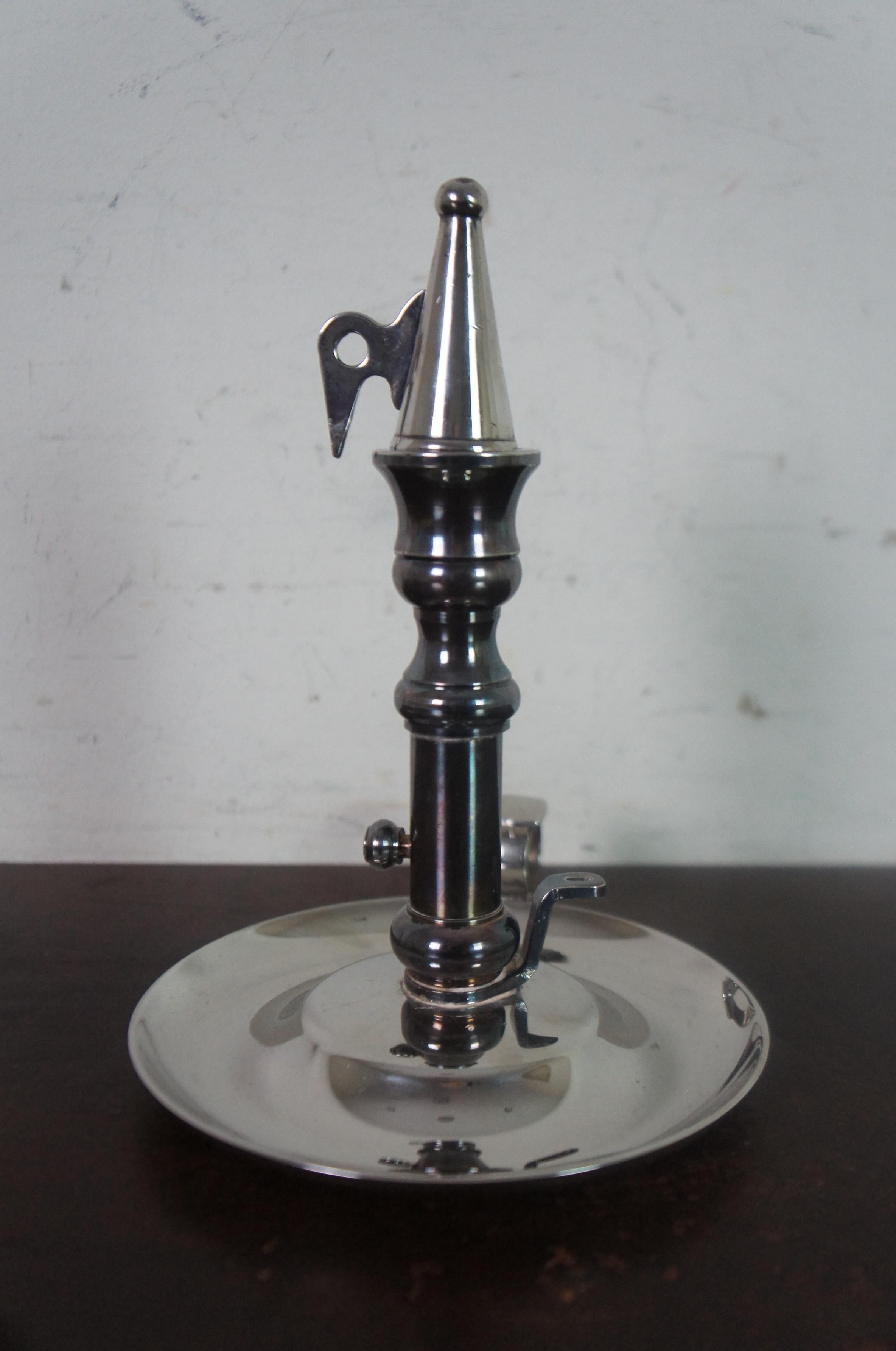 Antique Georgian Silverplate Chamberstick Candle Holder Candlestick w Snuffer For Sale 1