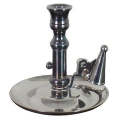 Antique Georgian Silverplate Chamberstick Candle Holder Candlestick w Snuffer