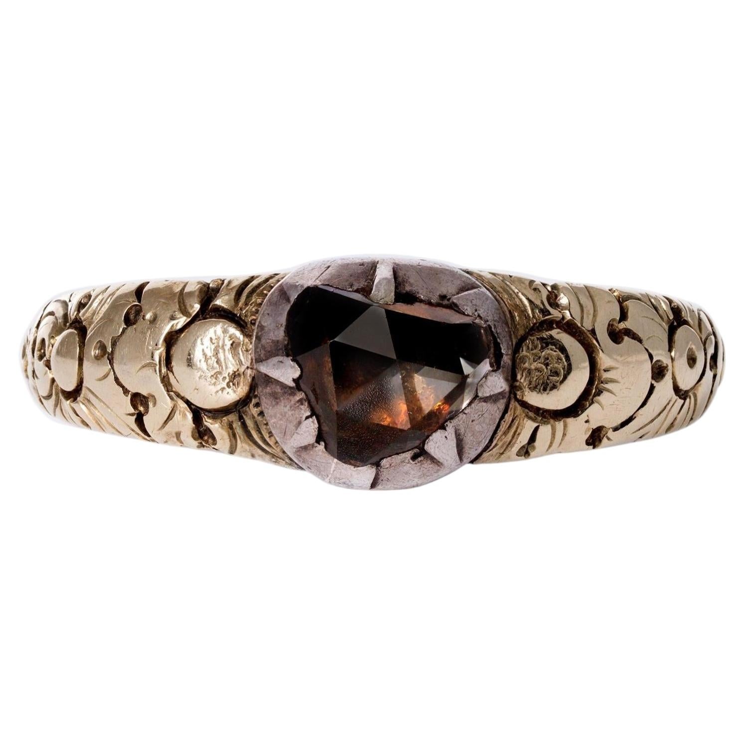 Antiker georgischer Verlobungsring mit rauchigem Rosenschliff